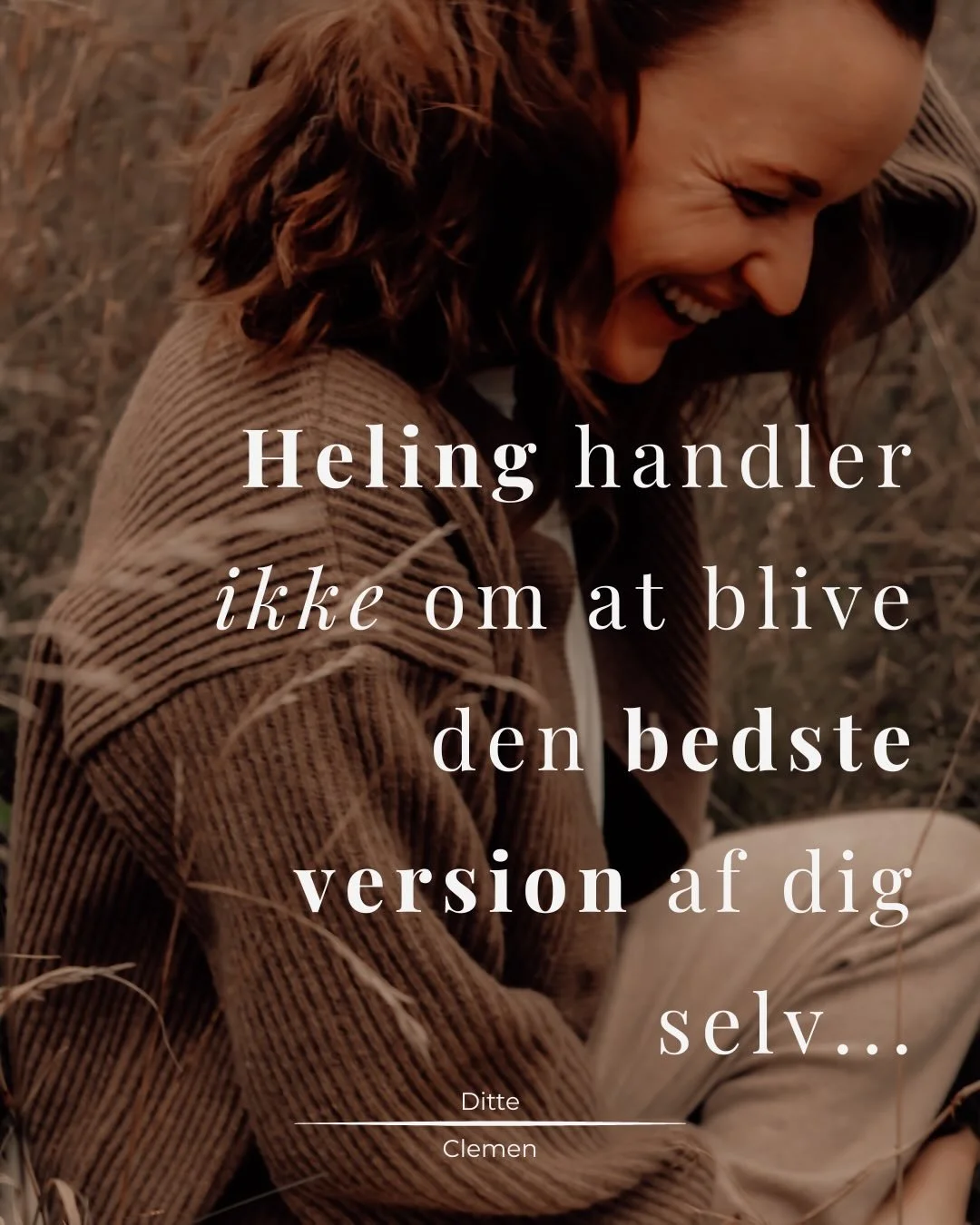 Heling handler ikke om at optimere dig selv, udnytte dit fulde potentiale, blive mere rigtig/rolig/spirituel/succesfuld. Heling handler om at favne de dele af dig, du allerhelst vil gemme v&aelig;k. 

&bull; Den vrede
&bull; Den stille
&bull; Den kon