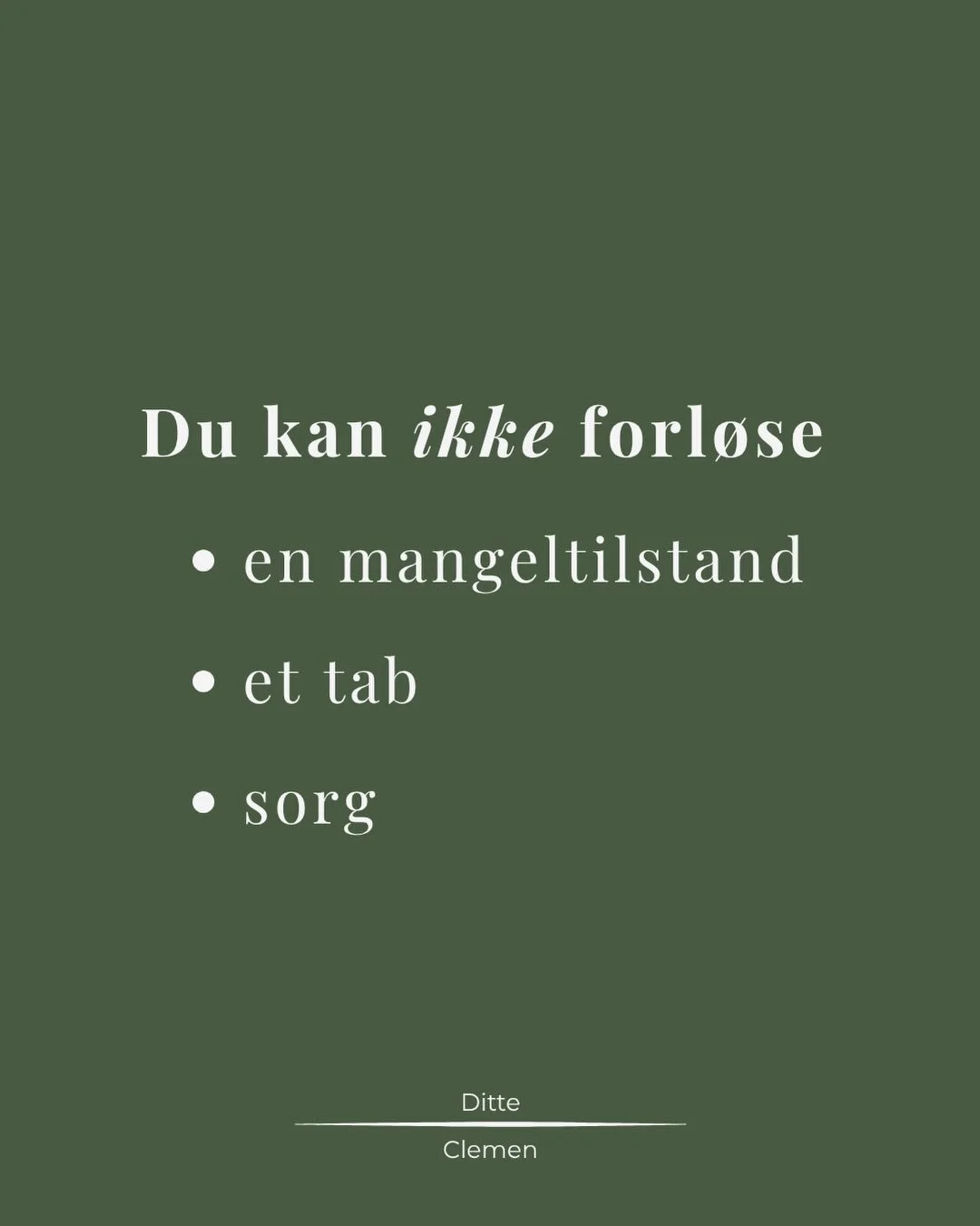 Vi kan ikke forl&oslash;se, bryde fri af noget, vi har manglet eller mistet. Men i tryg relation kan vi op&oslash;ve evnen til uforbeholdent at modtage det, vi har manglet. Evnen til at give os selv. Evnen til at give andre ~ uden at forlade os selv.