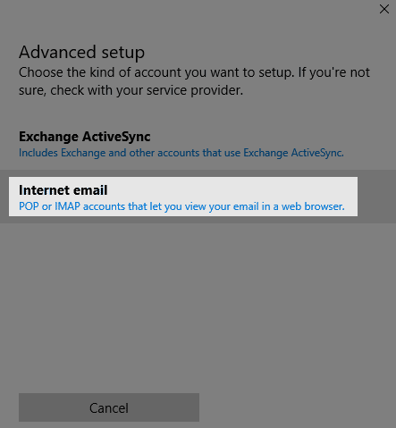 how to setup email on windows 10