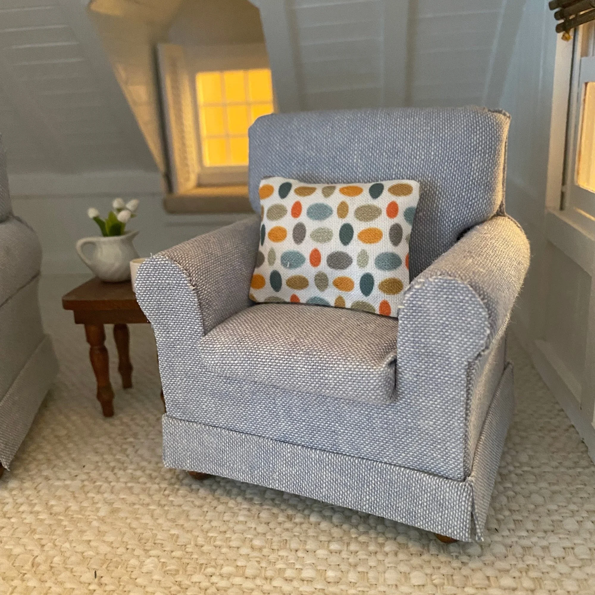 Miniature Upholstered Chair CHAMBRAY (1:12 scale)