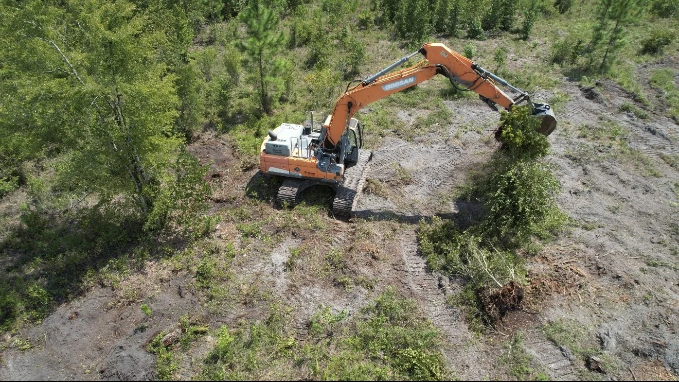 Doosan excavator aerial