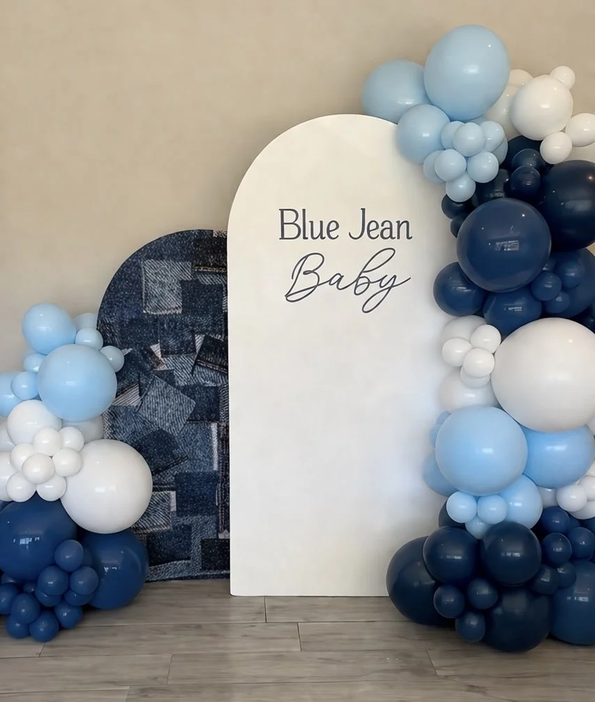 Blue Jean Baby baby shower baby boy balloon decor 