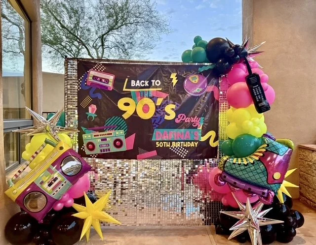 90s birthday 50th birthday balloon shimmer wall 