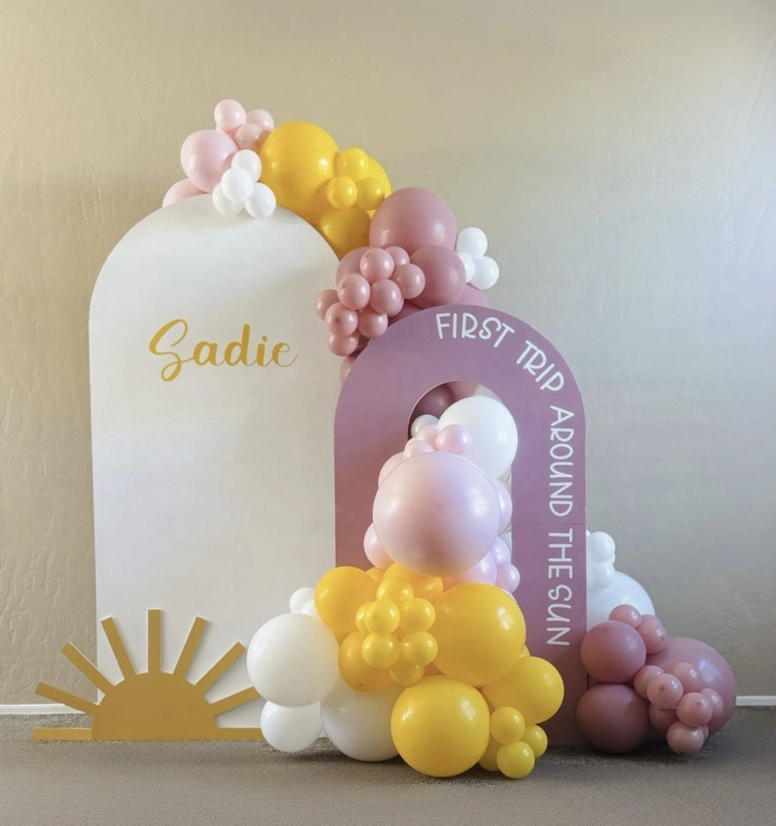 first birthday first trip around the sun balloon display