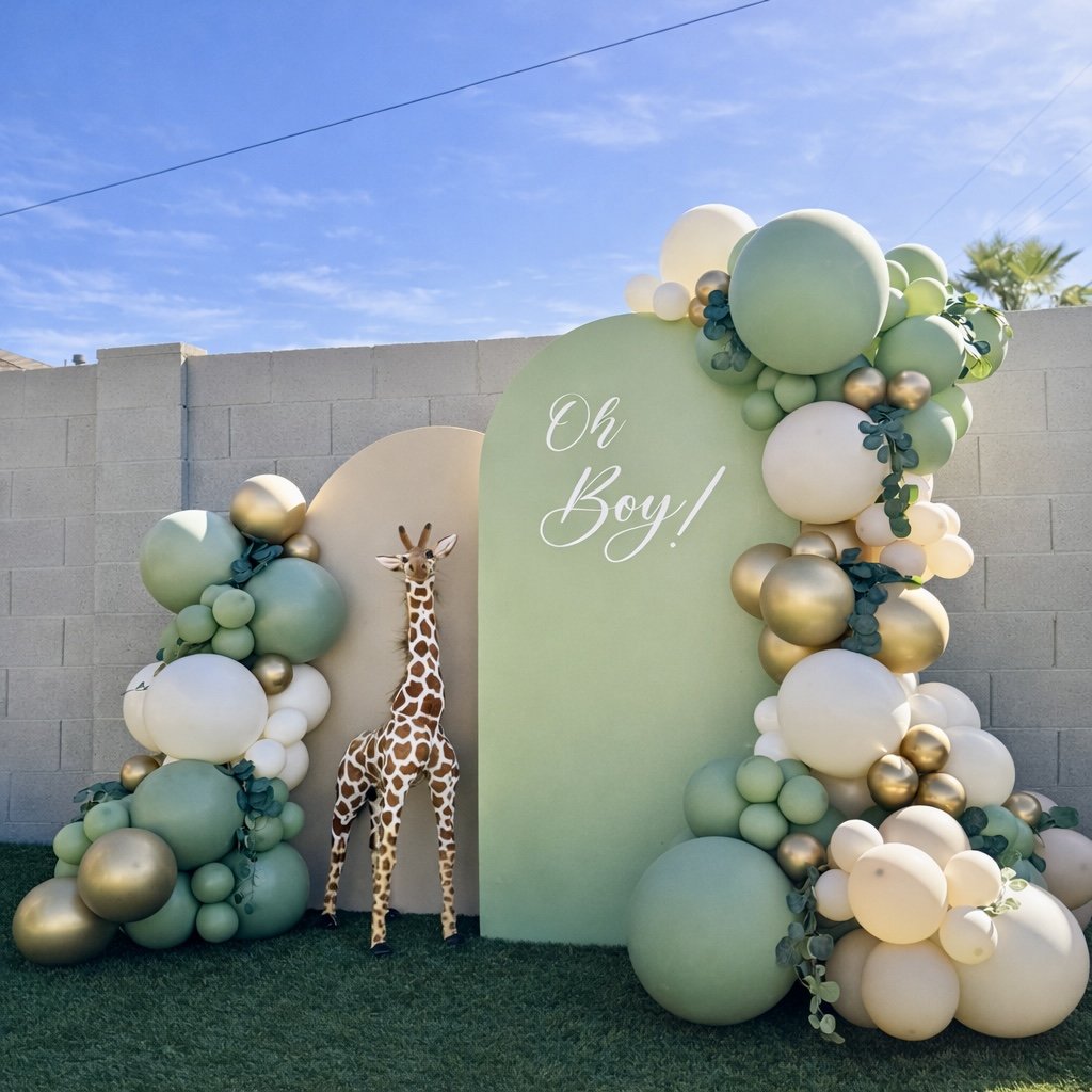 Oh Boy baby shower balloon decor