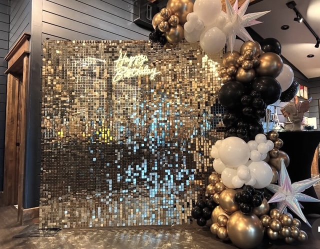 birthday back gold balloons shimmer wall