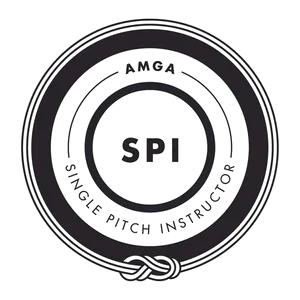 AMGA Single Pitch Instructor certification badge.