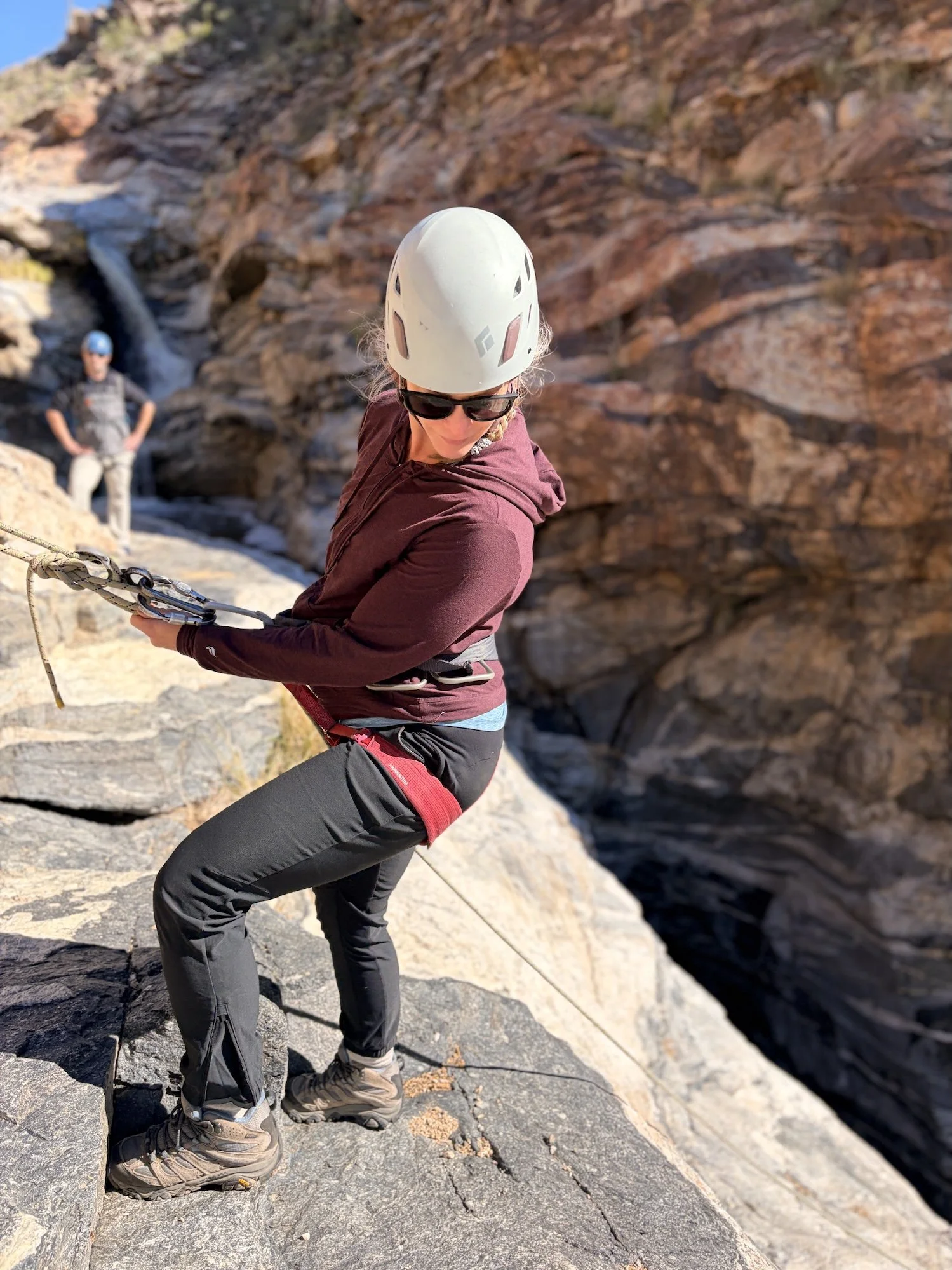 Guest preparing to rappel during a guided canyoneering adventure near Tucson