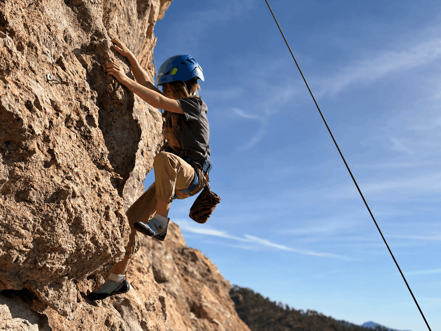 Child top-rope climbing on Mount Lemmon near Tucson