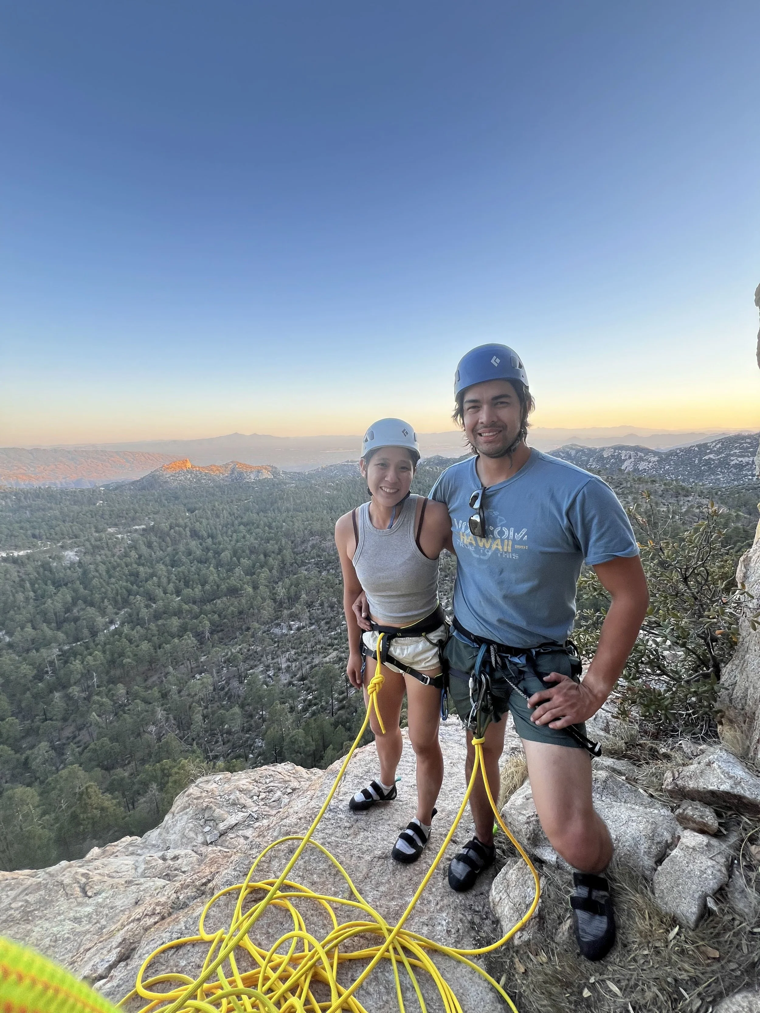 Two guests with climbing ropes after a private Mount Lemmon climbing trip.