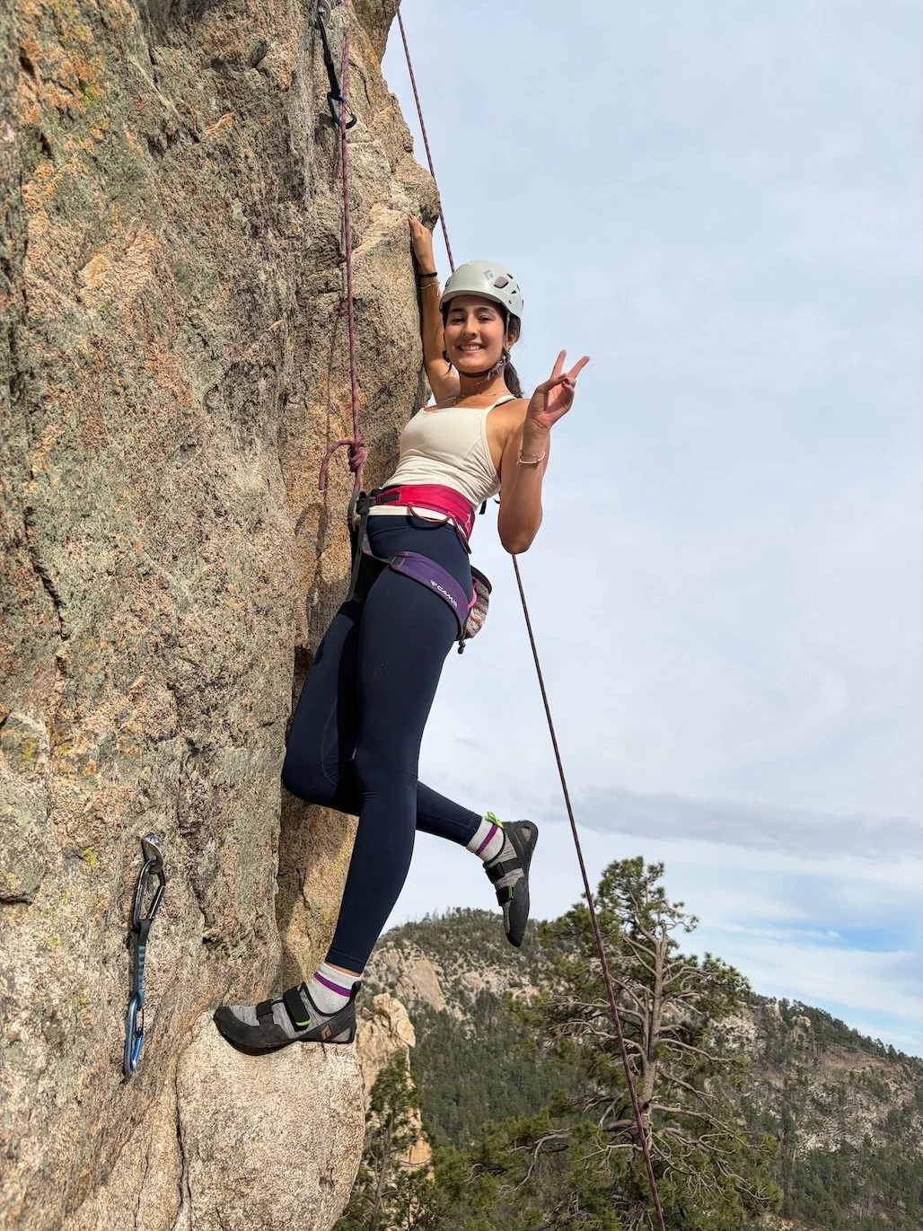 Guest top-rope climbing on Mount Lemmon during a half-day trip.