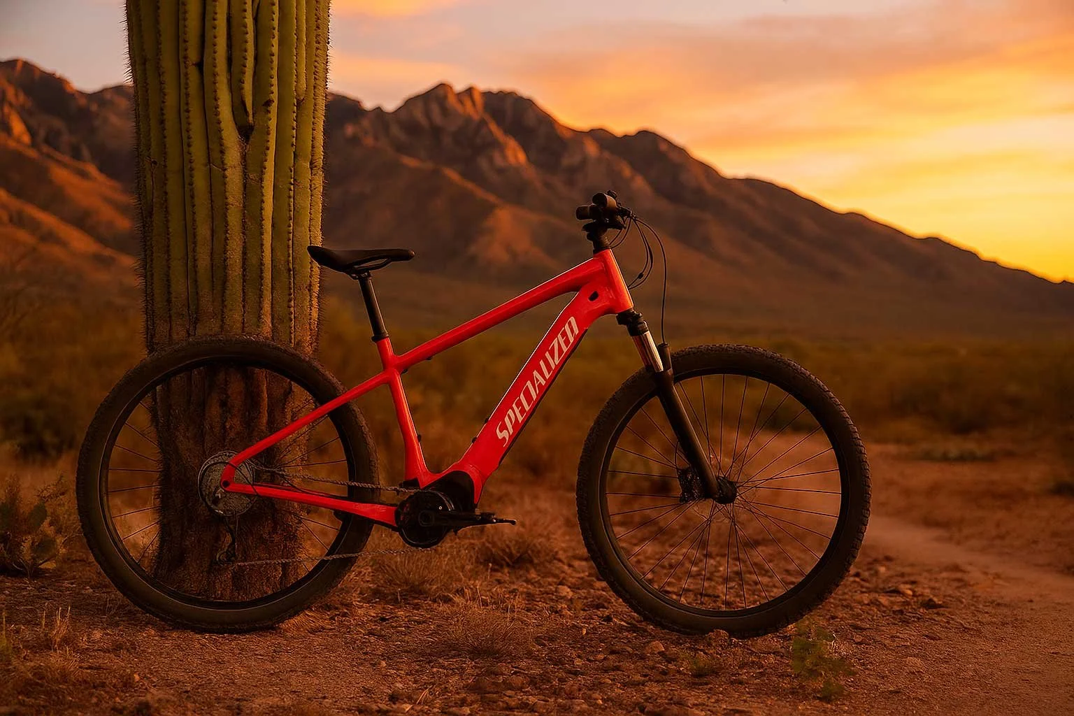 Mountain bike on Sonoran Desert trail near Tucson