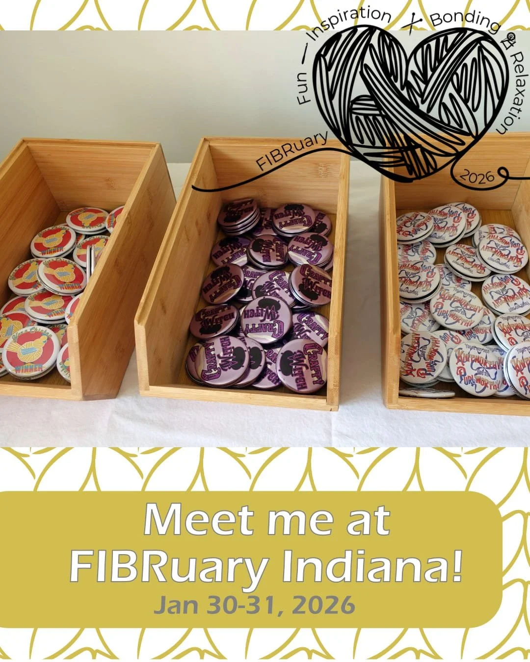 ICYMI, I'm vending at FIBRuary Indiana in Indianapolis on the 30th and 31st! This is my first fiber festival and I'm looking forward to meeting some of you in person! We'll have plenty of magnets, greeting cards, NEW postcard designs (including a sho