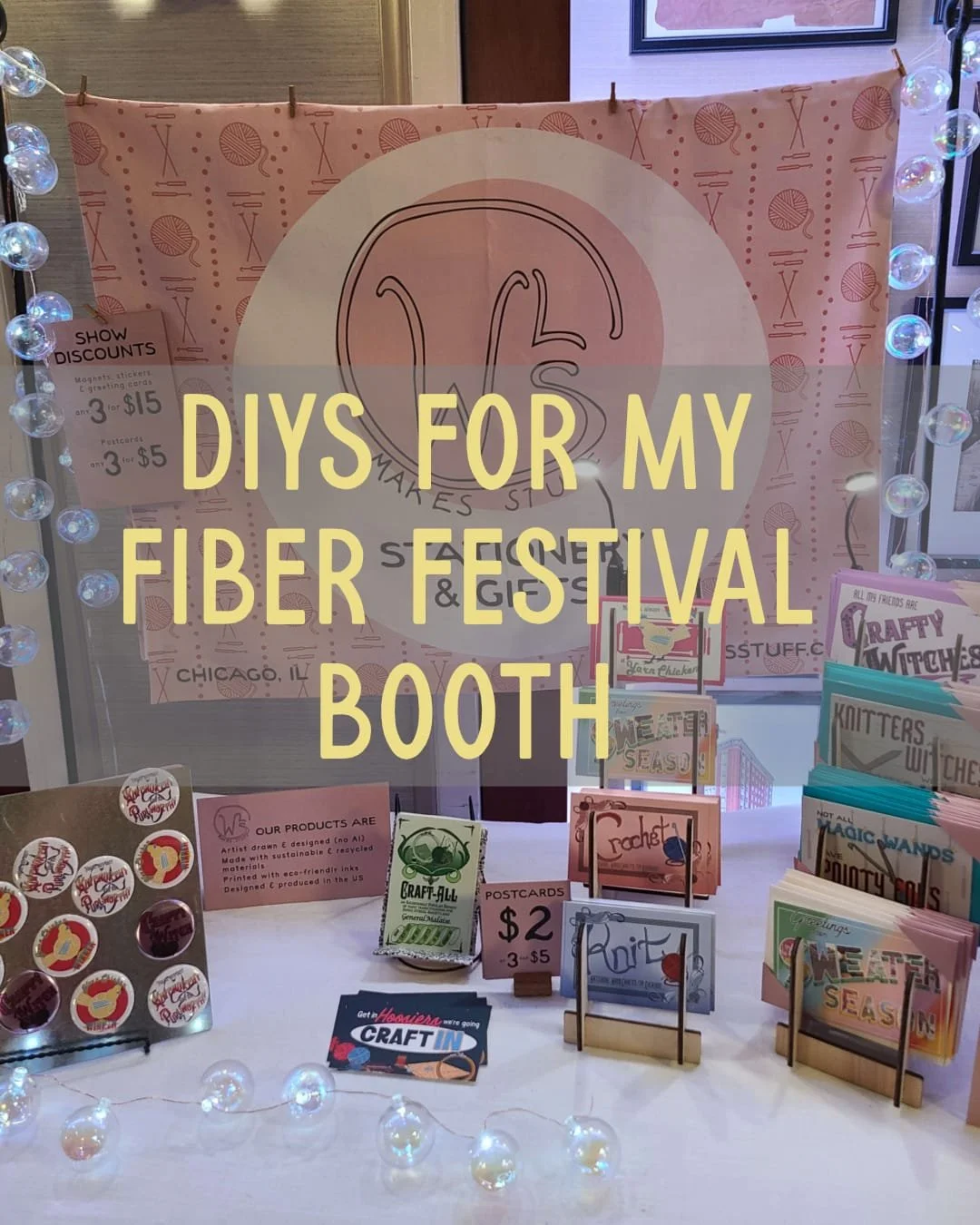 I DIY'd a handful of items for my show booth and today at the Blog of Making Stuff, I'm sharing what I made and how I did it. We'll talk about my convertible sign (works as a table drape OR a hanging banner), my easel seats for the items that didn't 
