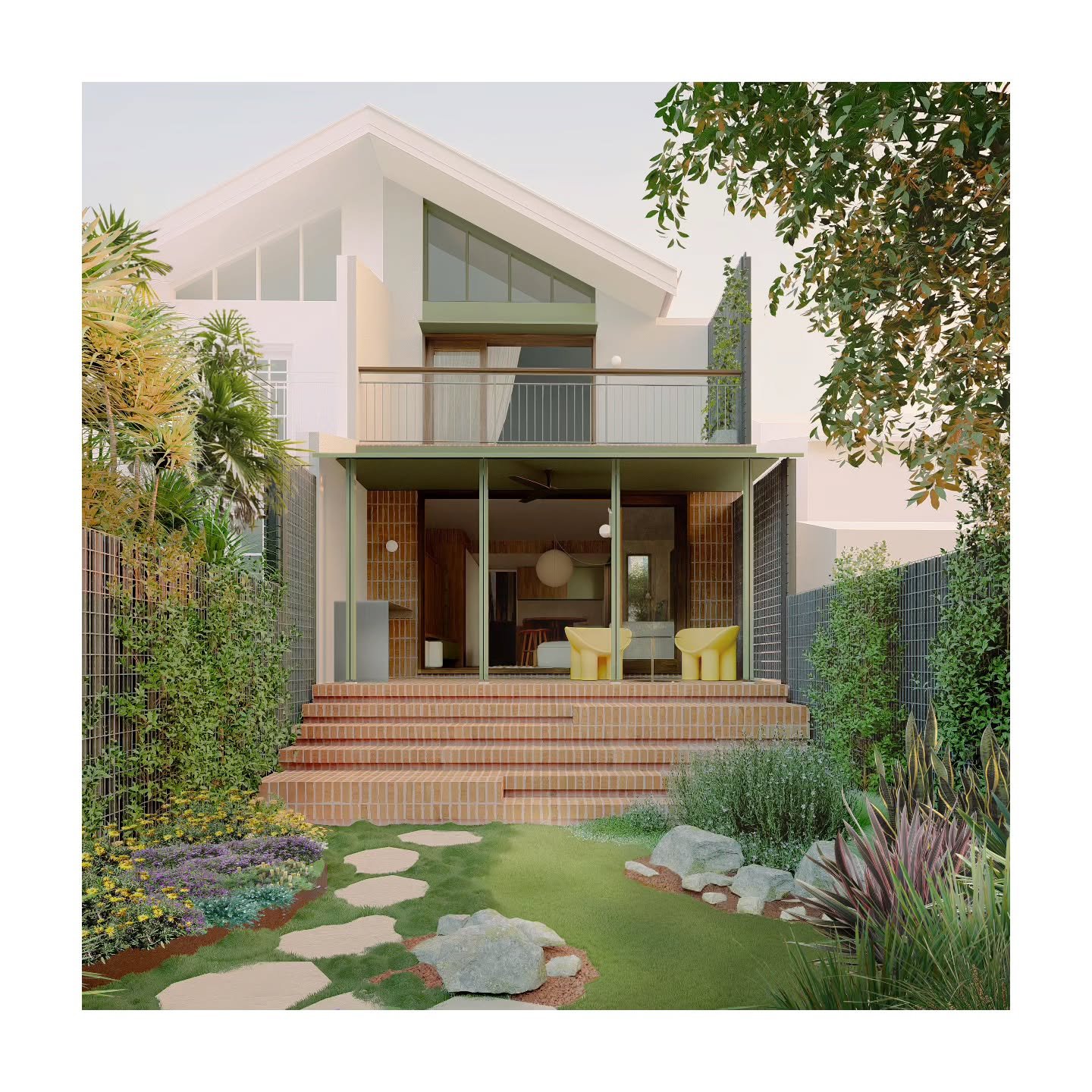 On our drawing board - The Garden Threshold

-- 𝗔𝗻𝗻𝗮𝗻𝗱𝗮𝗹𝗲 𝗖𝗮𝗻𝗼𝗽𝘆 --

A modest extension unfolds into the garden, where natural brick steps and built-in seating shape a gentle transition between house, landscape and a garden studio bene