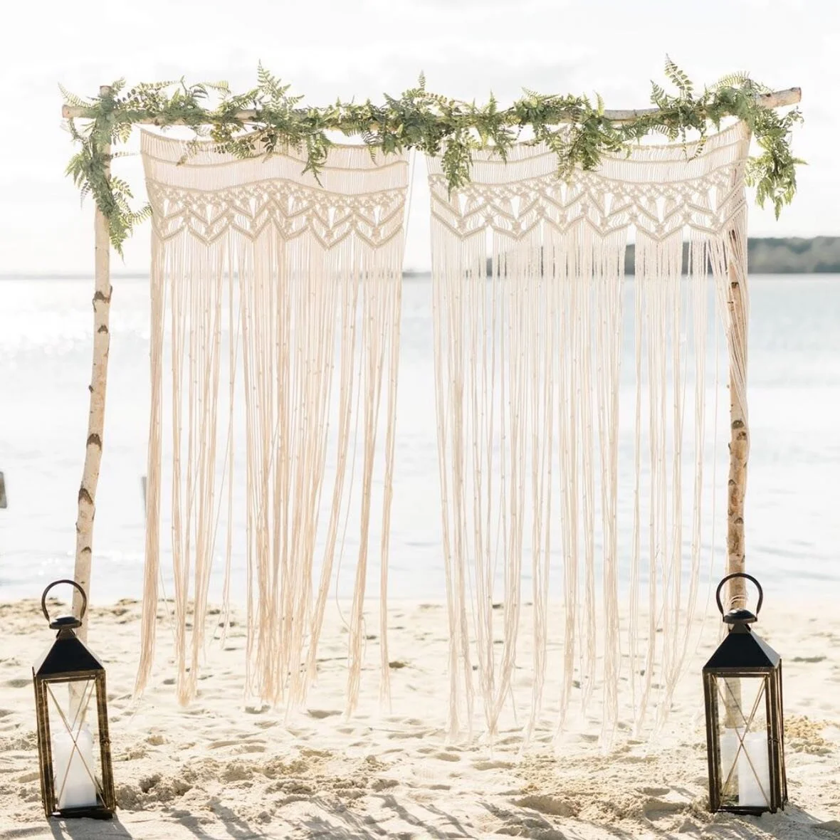 Bohemian macrame arbor at @lighthousecoveeventcenter in Dewey Beach, Delaware ✨