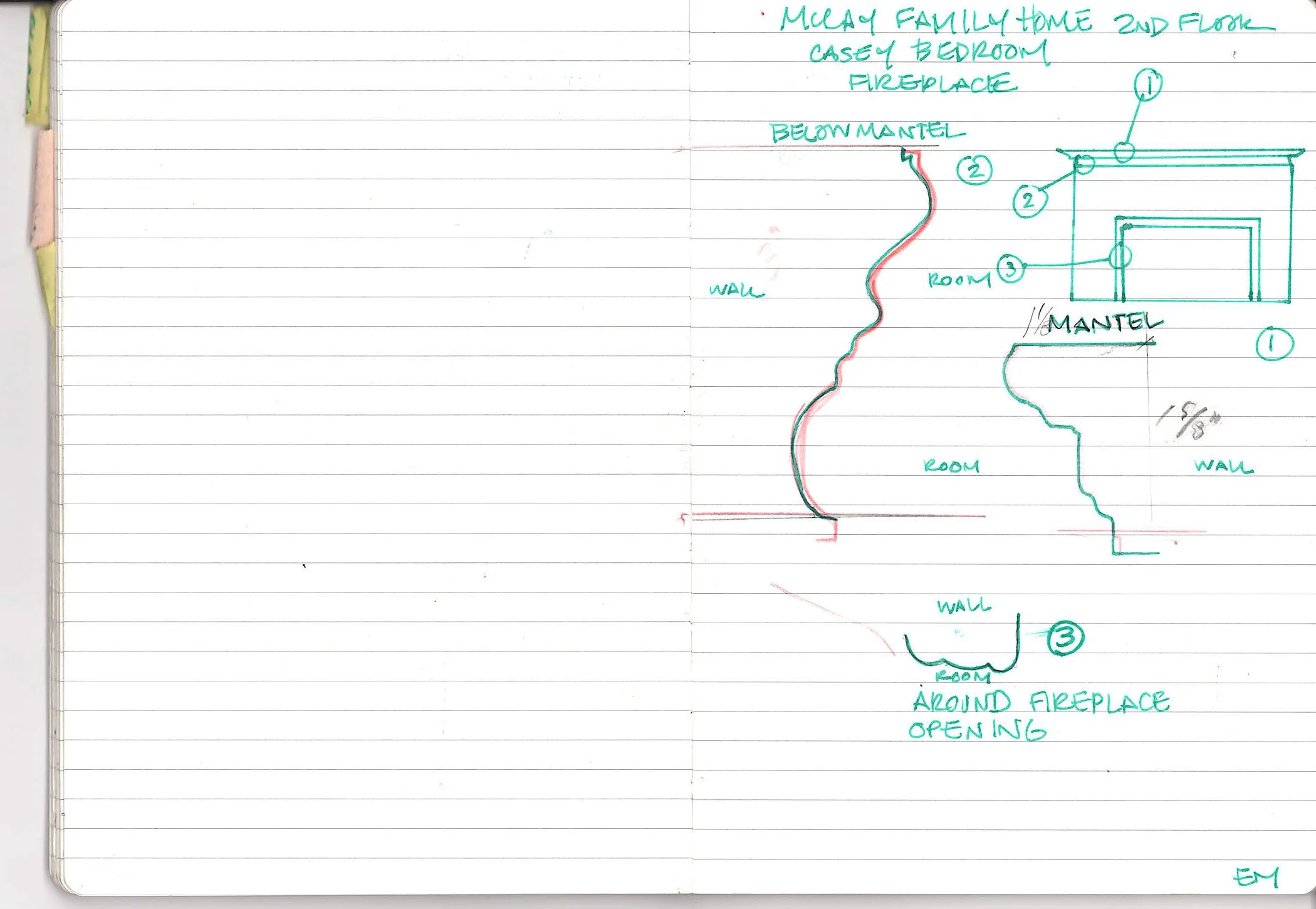 moulding notes from the existing mantel in Casey's childhood bedroom. 