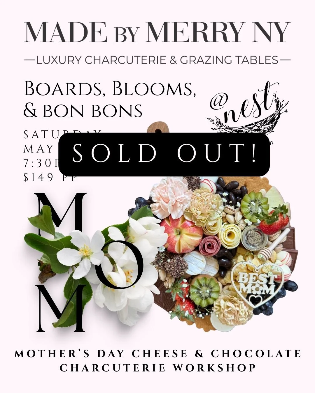 Boards, Blooms, &amp; Bon Bons -  Mother's Day Cheese &amp; Chocolate Charcuterie Workshop