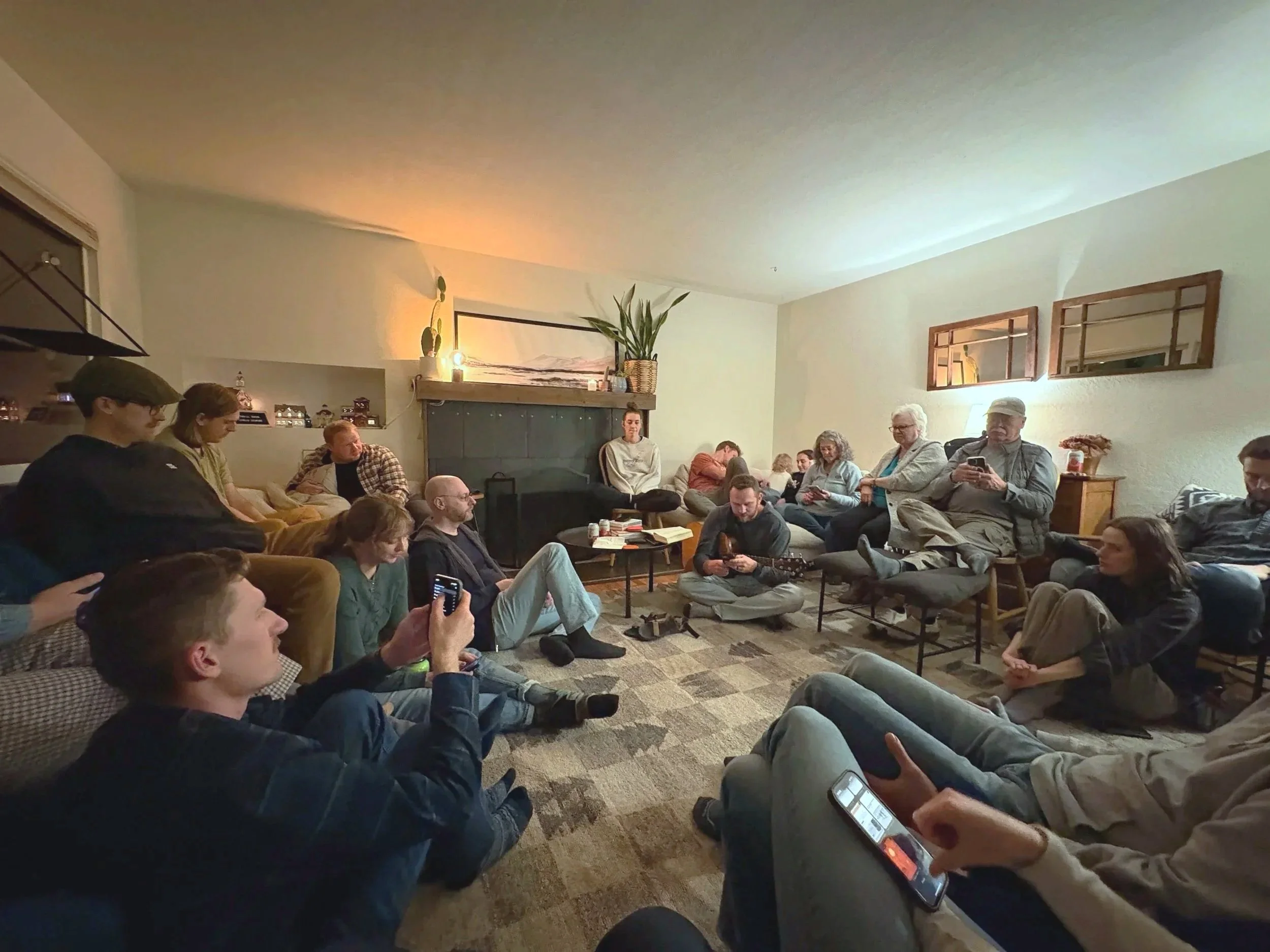 A group of people learning about Jesus together