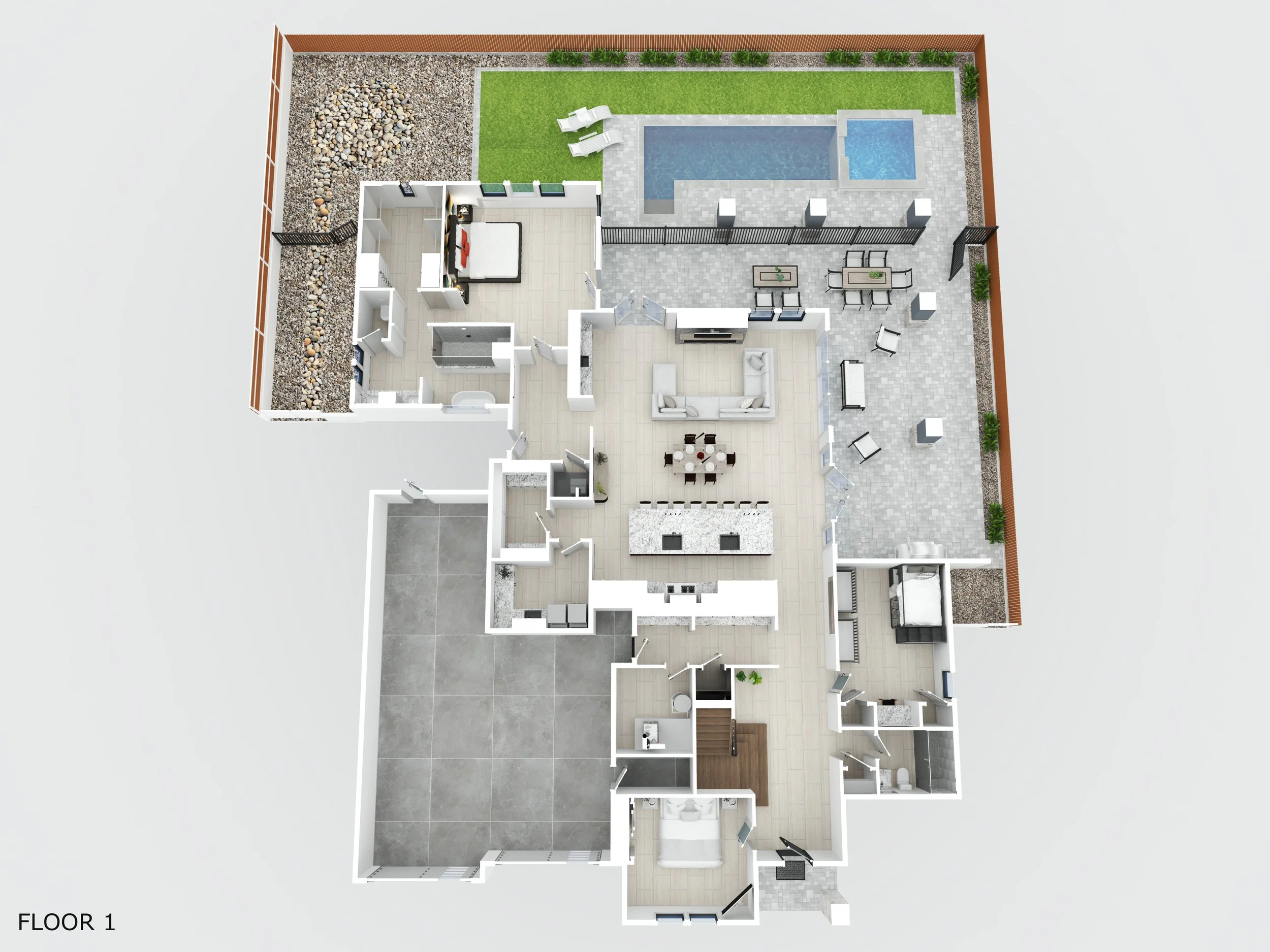 3D floor plan for Airbnb in Sedona, AZ.