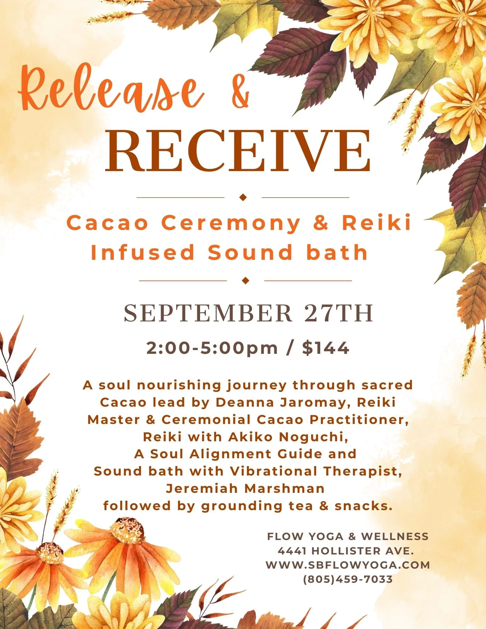 Release & Receive ~ Cacao Ceremony & Reiki Infused Sound bath