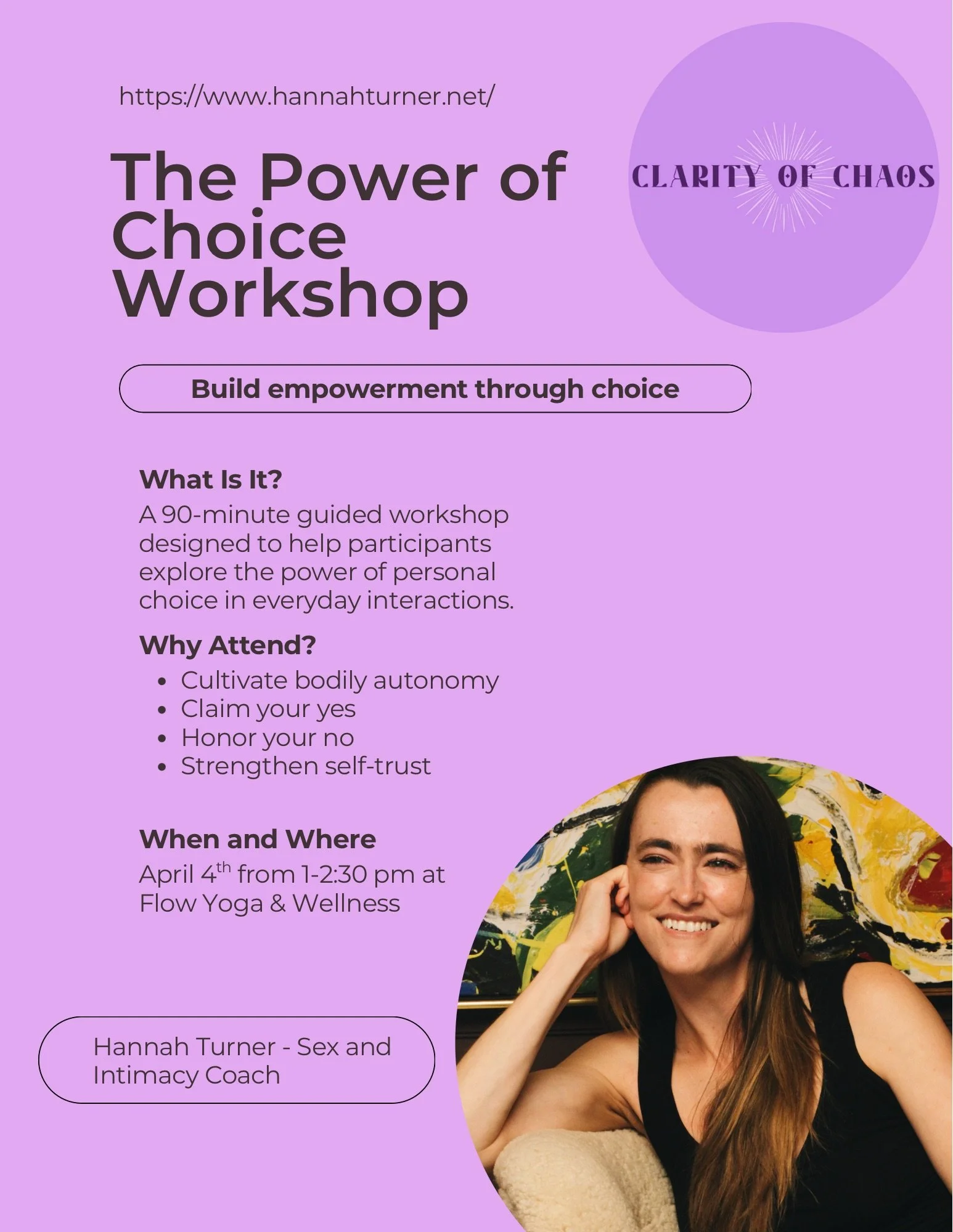 The Power of Choice Workshop with Hannah Turner
