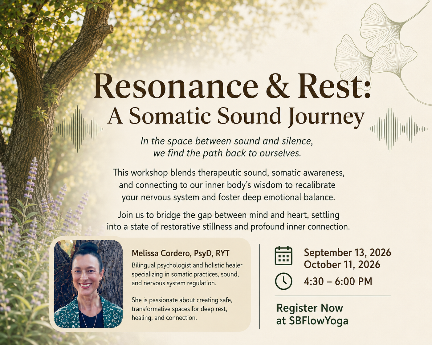 Resonance & Rest: A Somatic Sound Journey with Melissa Cordero, PsyD, RYT, SEP