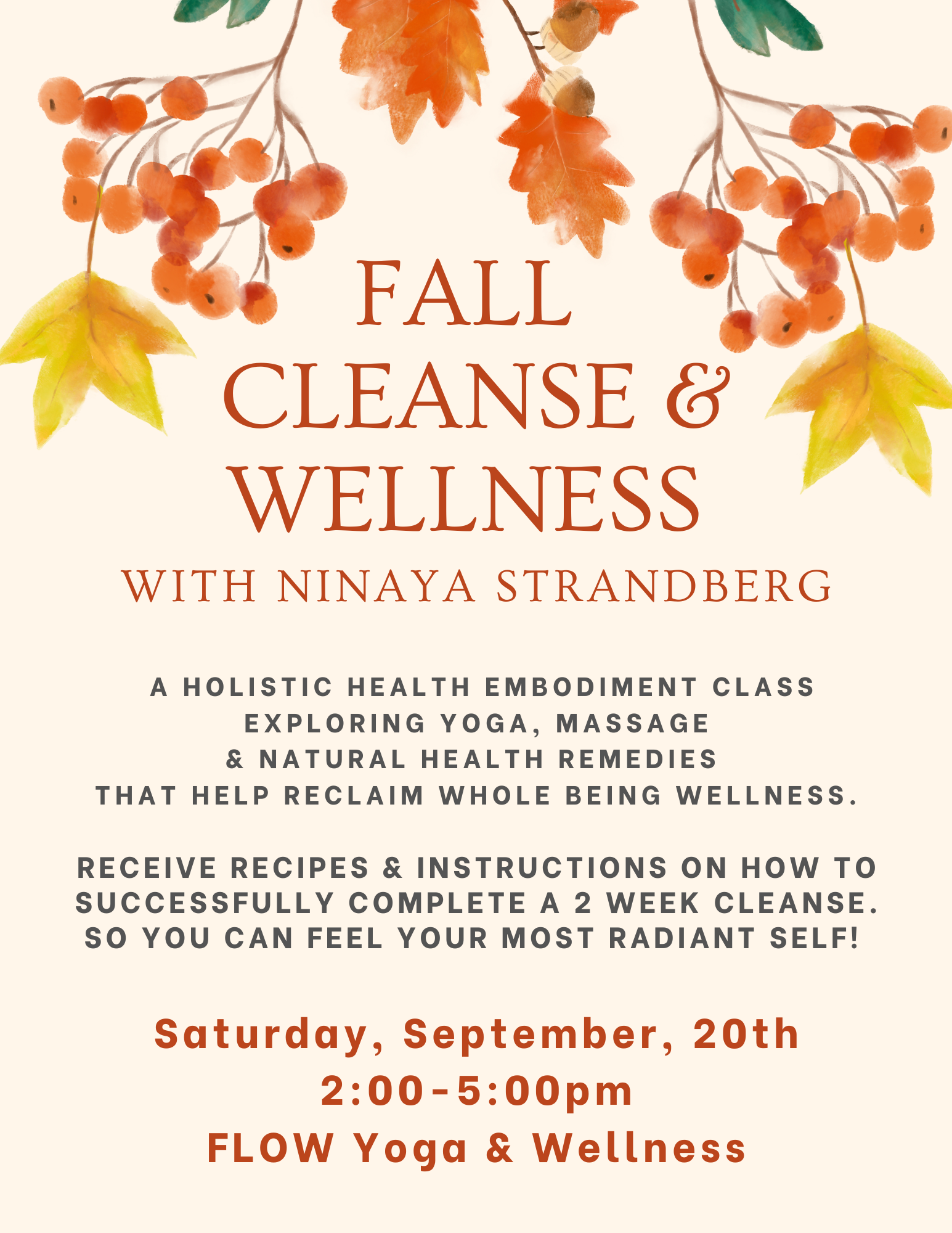 A Fall Cleanse &  Wellness Event with Ninaya Strandberg