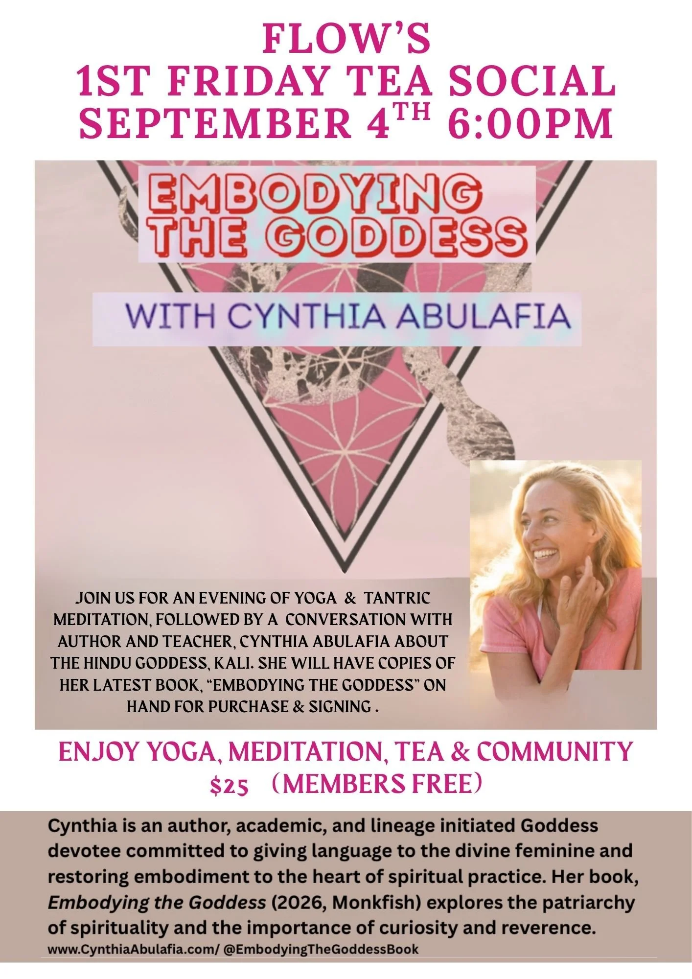 Flow's 1st Friday Yoga & Tea Social- Special Guest Cynthia Abulafia