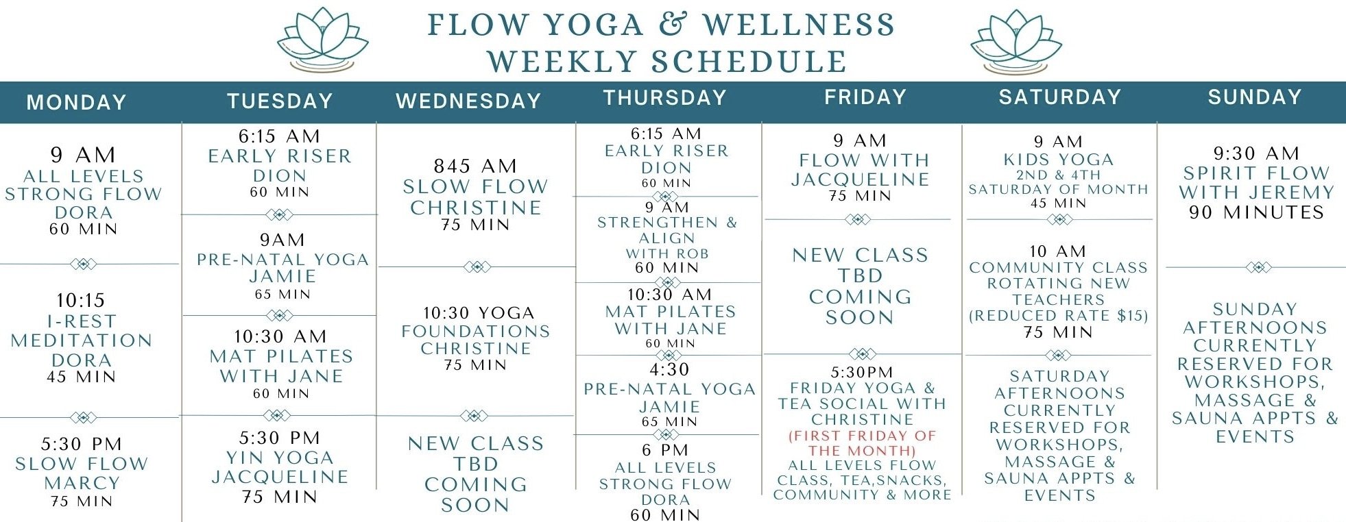 Yoga Classes Schedule - ROOTED HEART YOGA & WELLNESS