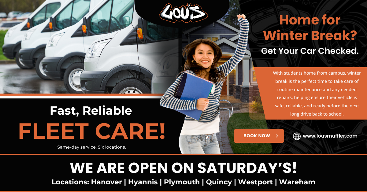 Fleet of white vans and female college student