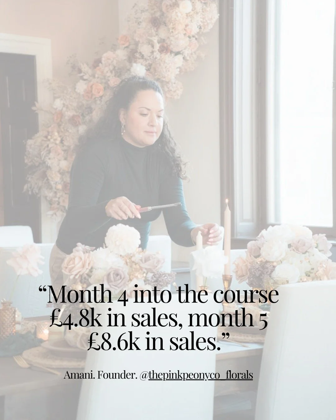 HUGE well done to Amani the founder of @thepinkpeonyco_florals 

She trusted the process, trusted my advice, took action and is reaping the rewards 🤑 🤑 🤑

Sooo you can carry on watching others win from the sidelines. Doom-scrolling for that one po