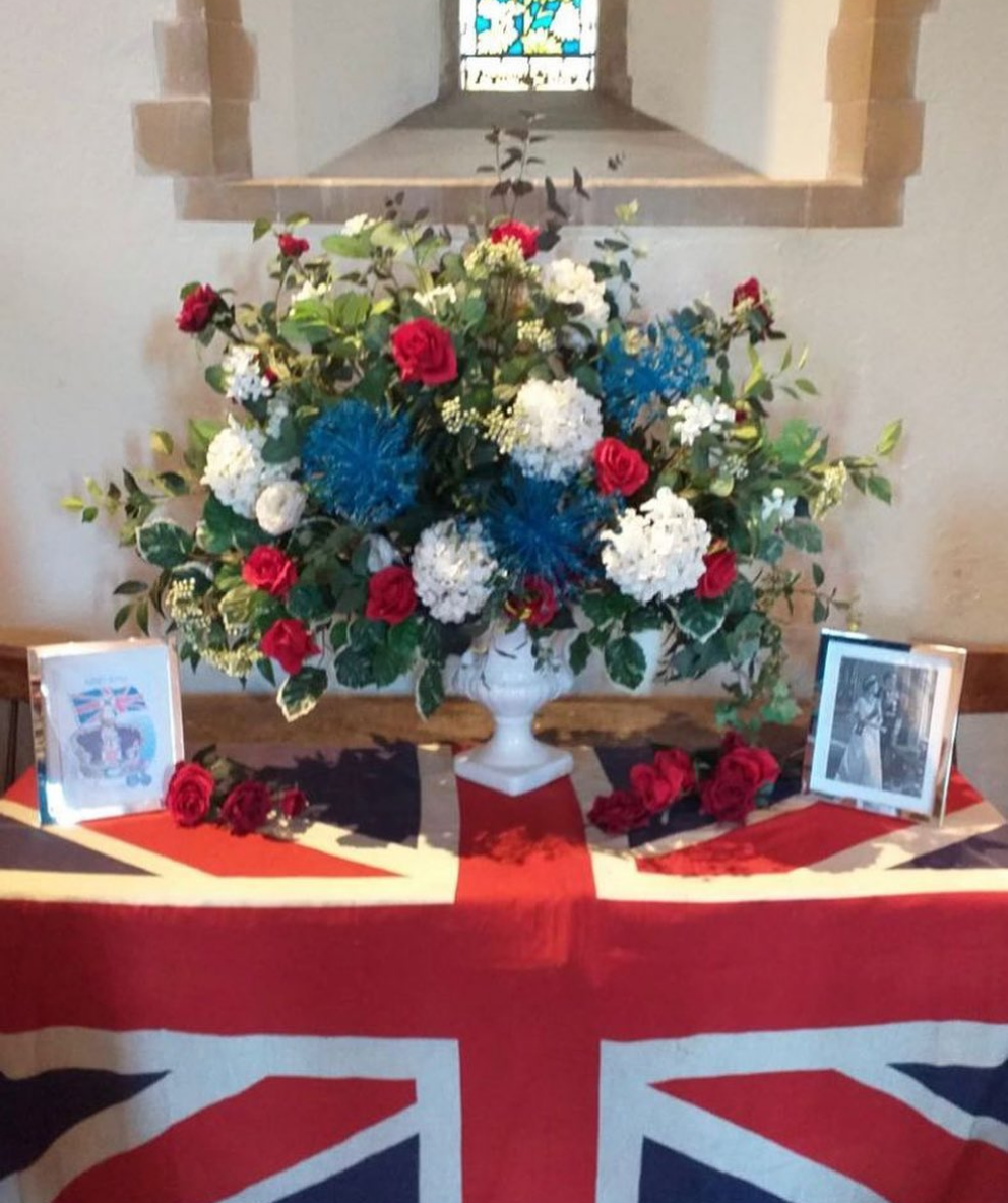 Platinum Jubilee display by Bobbi Rawlinson and Caroline Douglas