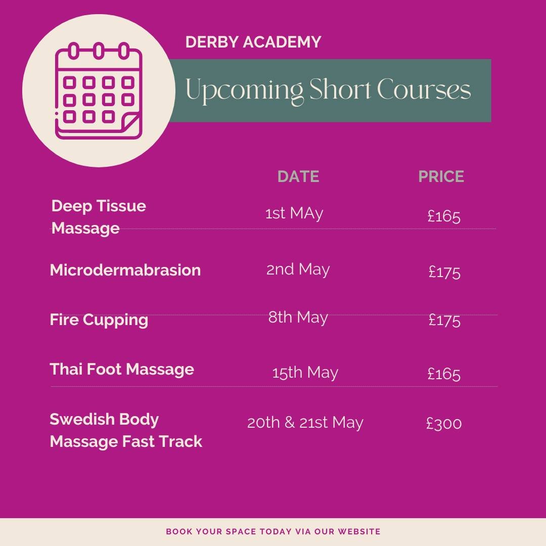 🌟 Enhance Your Beauty Skills with Our Short Courses in Derby! 🌟

Are you ready to dive deeper into the world of beauty? Join us for our specialized short courses in holistic and beauty therapies at our Derby location. Perfect for beginners and seas