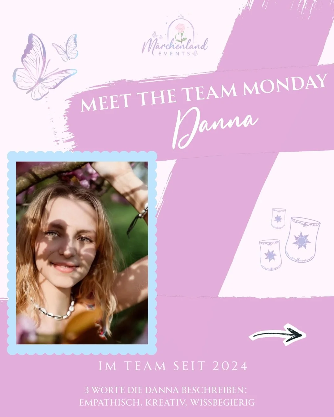 👑 MEET THE TEAM MONDAY 👑

Am heutigen Montag steht wieder eine Team-Vorstellung auf dem Programm! Heute an der Reihe: 

🌸 DANNA 🌸

Danna ist seit 2024 in unserem Team und vielleicht ist sie euch als Schneek&ouml;nigin auf dem Eis in Erinnerung ge