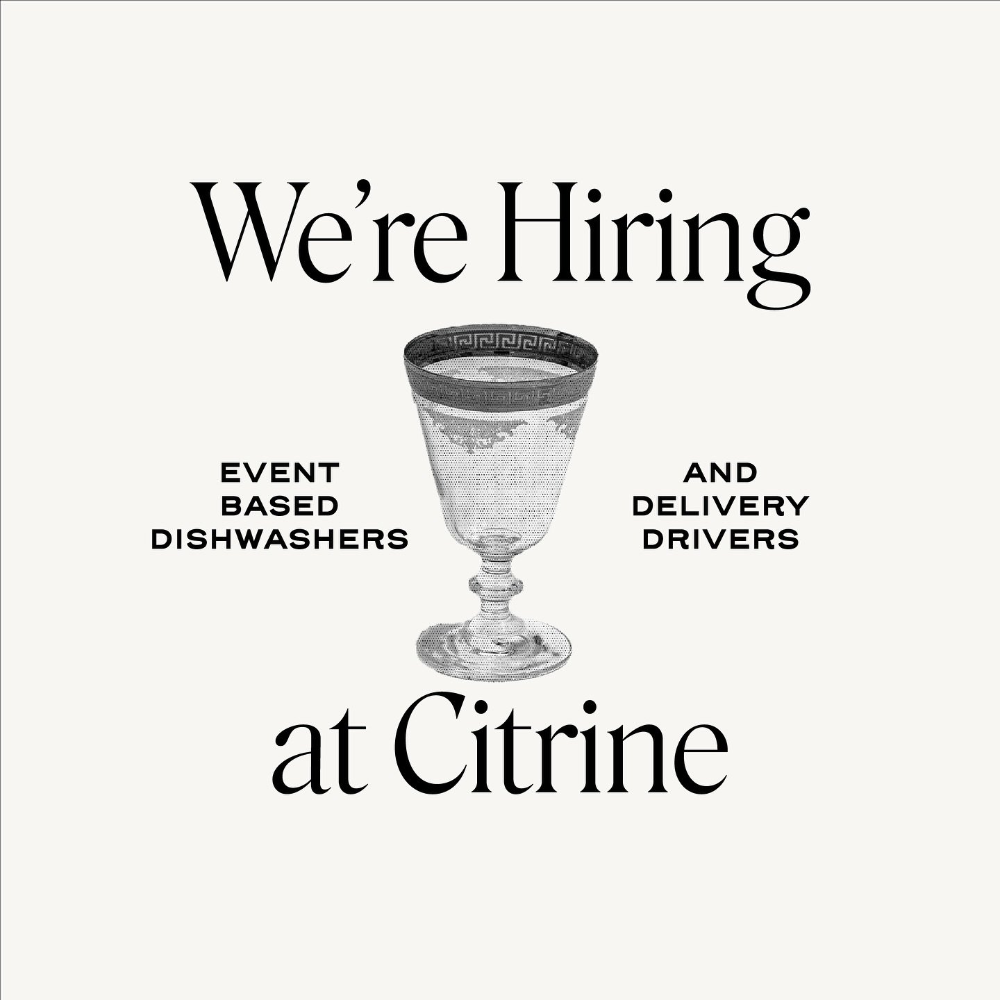 ✨ We&rsquo;re hiring! ✨ Citrine is looking for event-based dishwashers and delivery drivers (must have your own car) to join our team!

If you&rsquo;re detail-oriented, reliable, and love working behind the scenes to make events shine, we want to hea