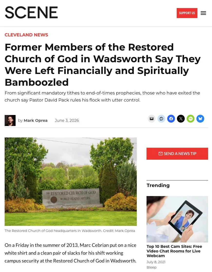 The Cleveland Scene Exposes David C. Pack and The Restored Church of God