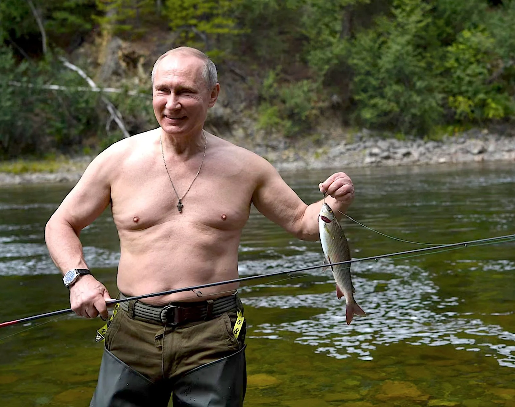 Russian President Vladimir Putin fishing