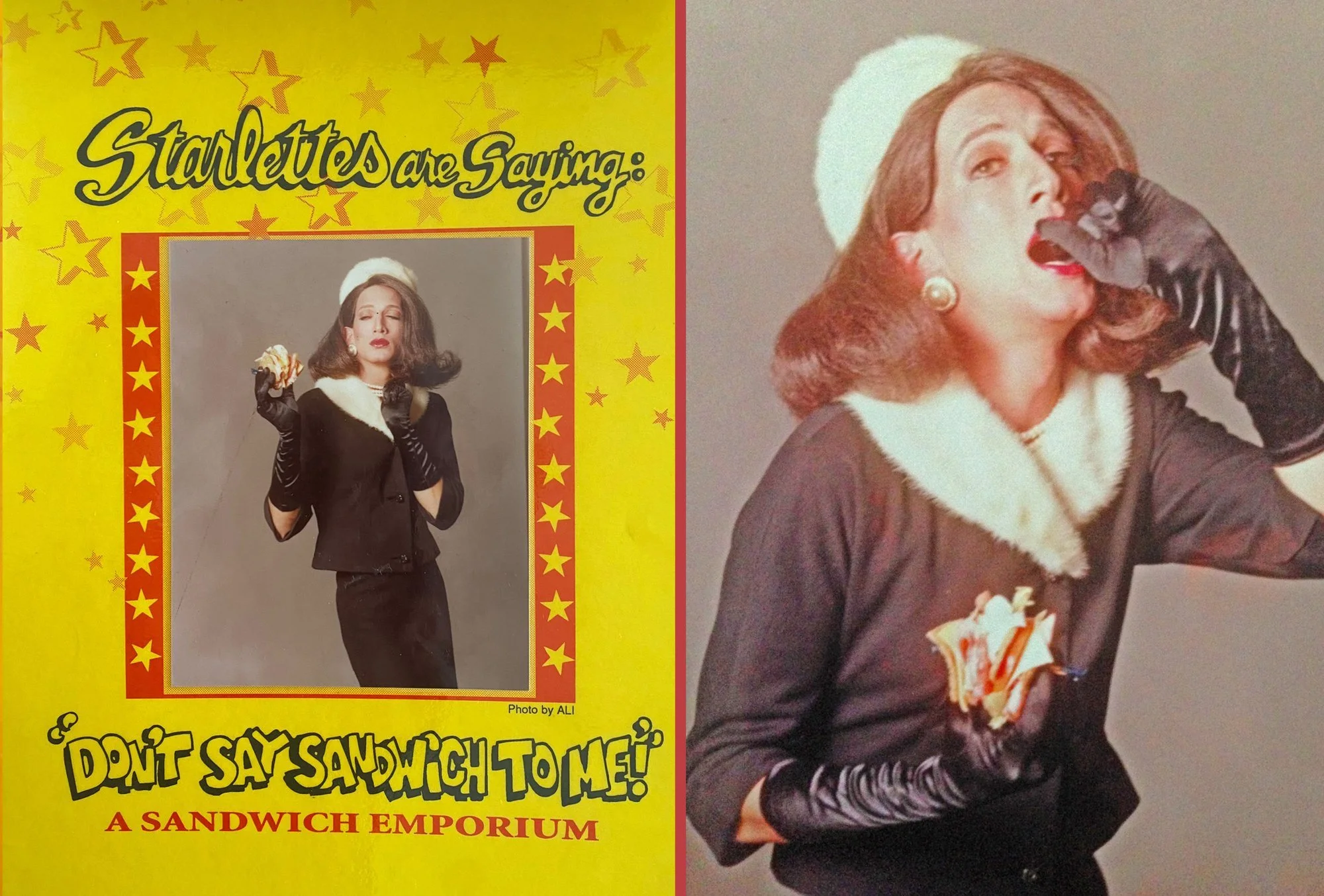 Jackie O, menu and portrait, 1990s (diptych by SoFLaFoto, 2023)