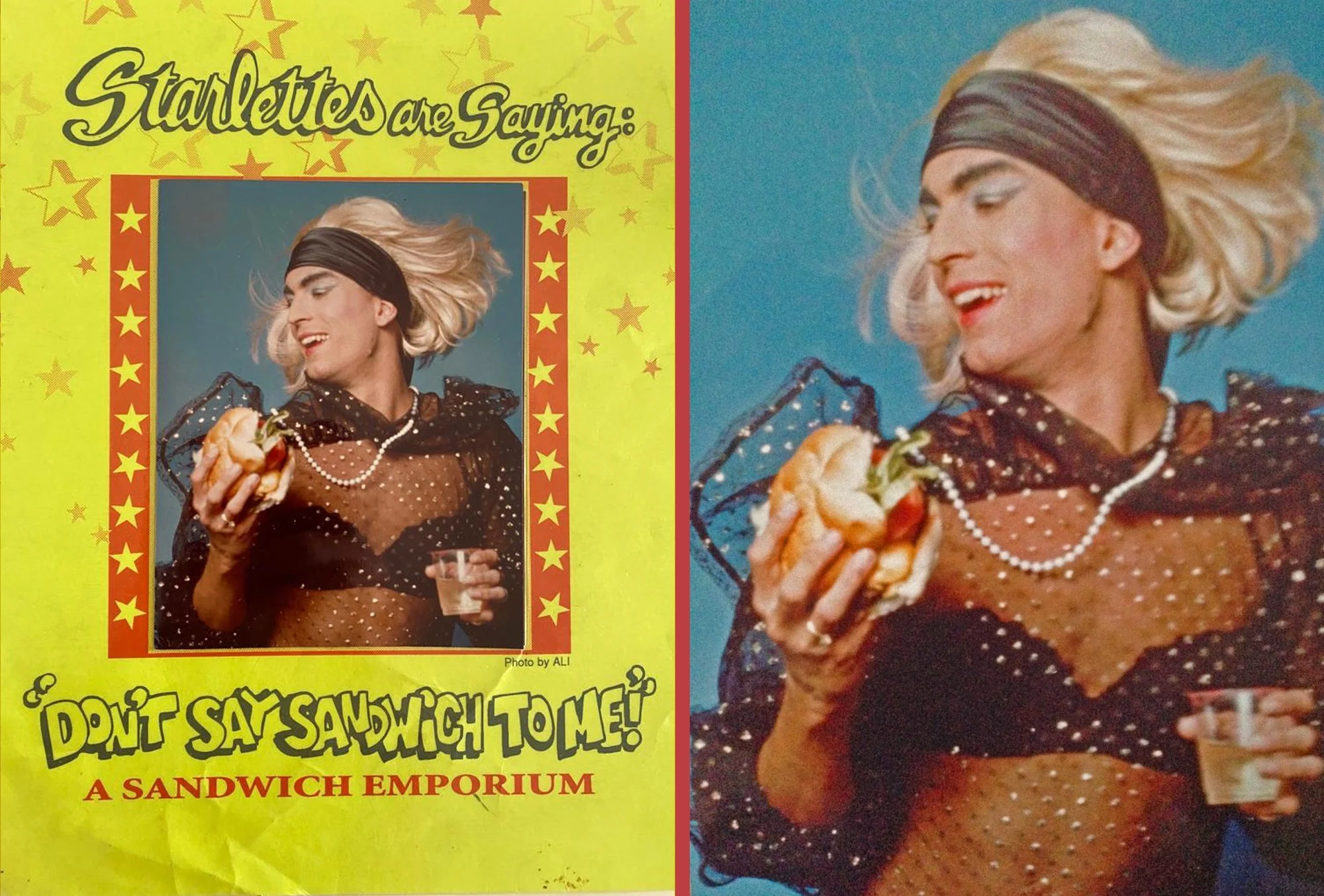 Varla, menu and portrait, 1990s (diptych by SoFLaFoto, 2023)
