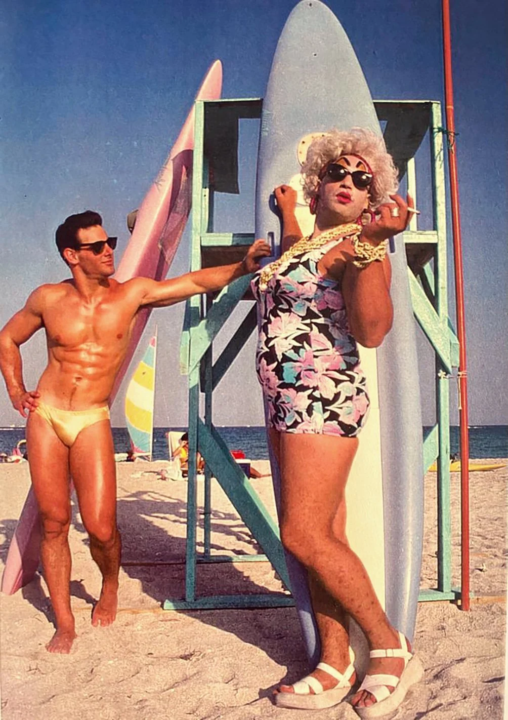 At the lifeguard stand, 1990s