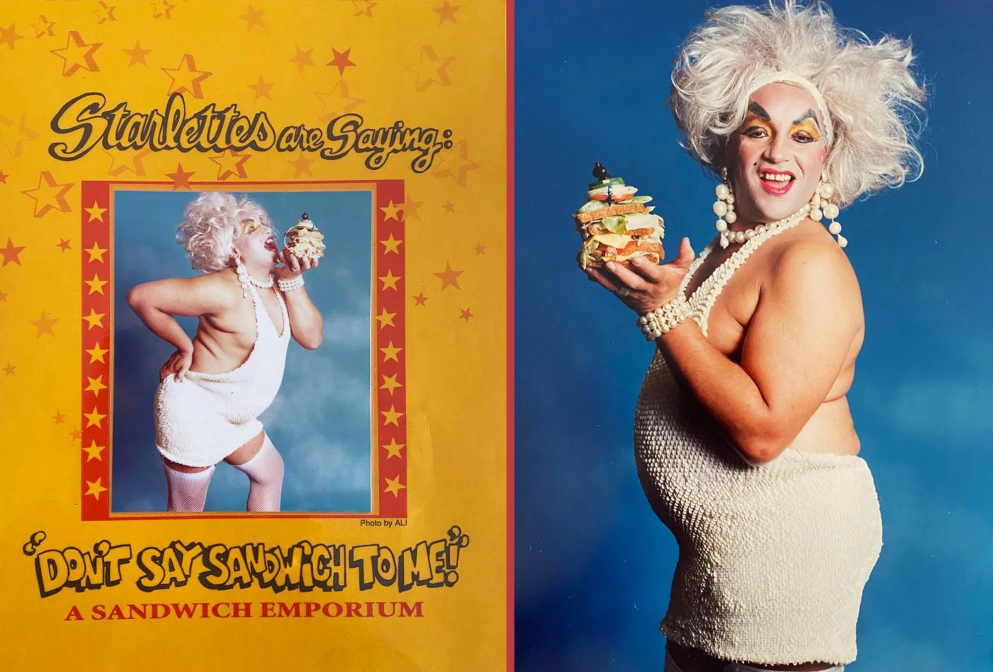 Divina, menu and portrait, 1990s (diptych by SoFLaFoto, 2023)