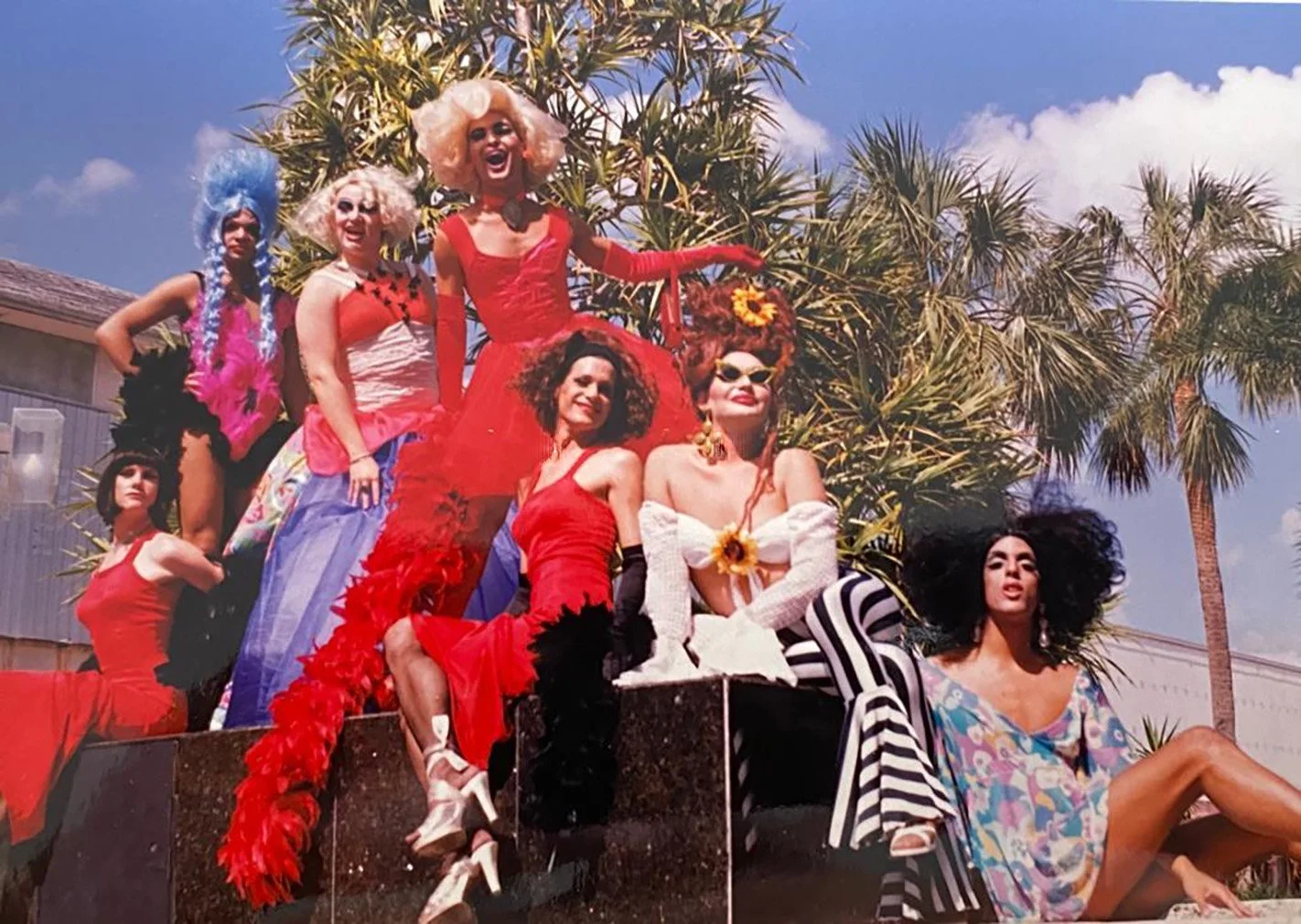 Group under palms, 1990s