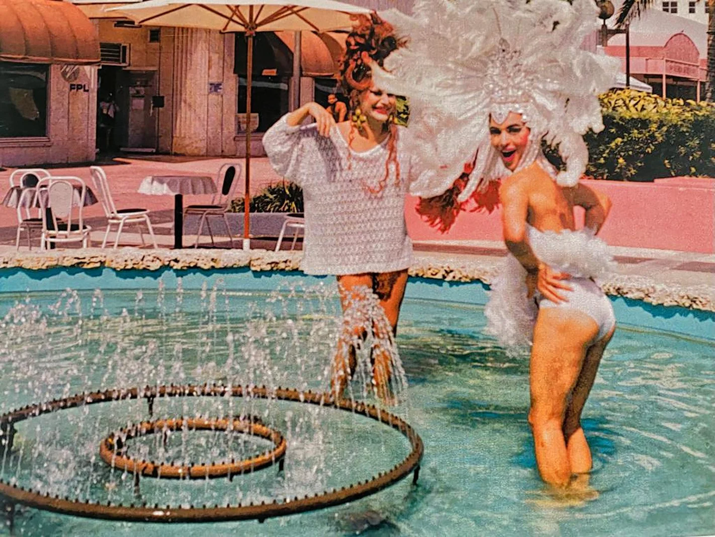 Two performers in a fountain, 1990s