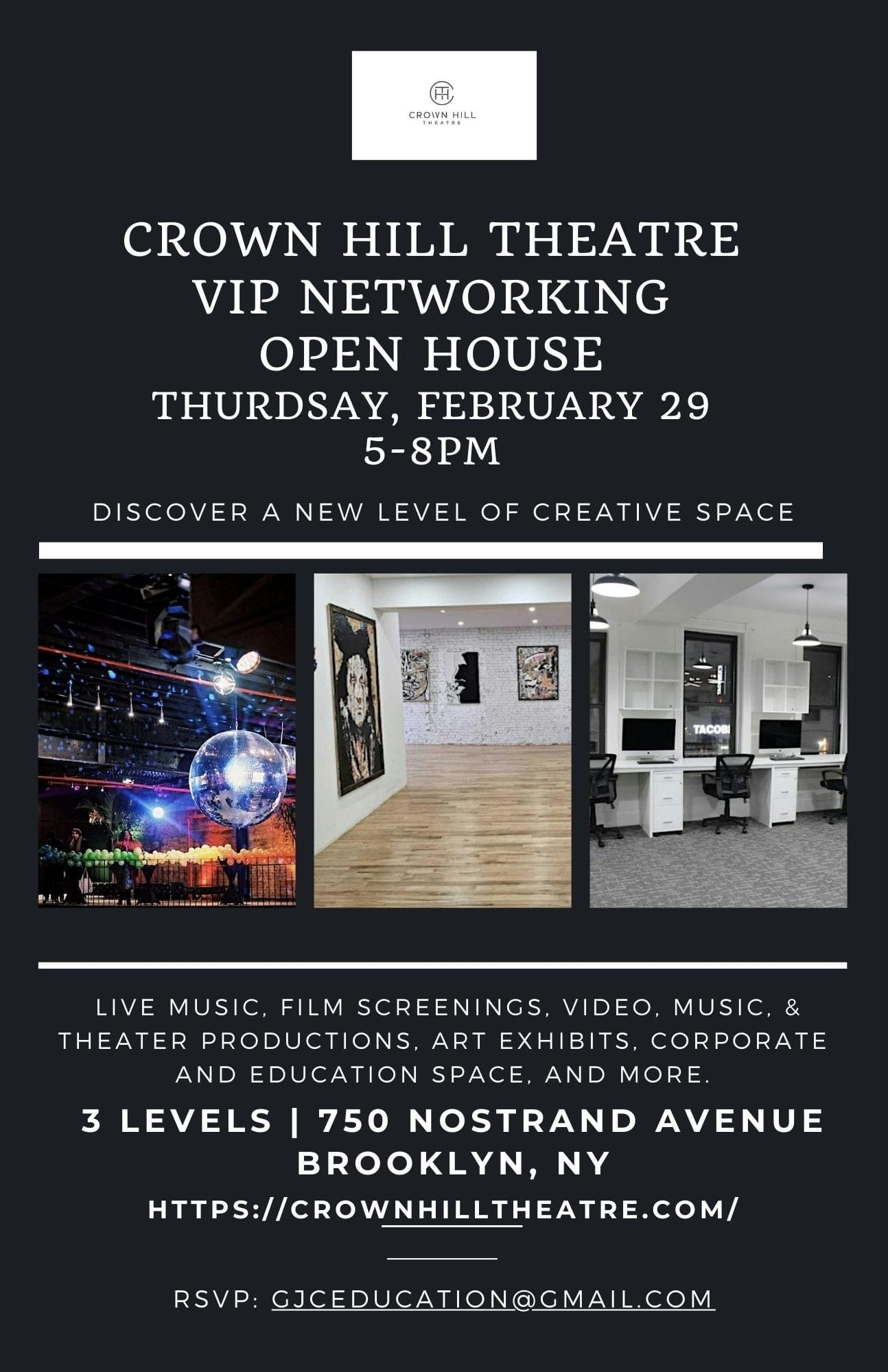 Crown Hill Theatre VIP Networking Open House 2/29/24 5-8pm