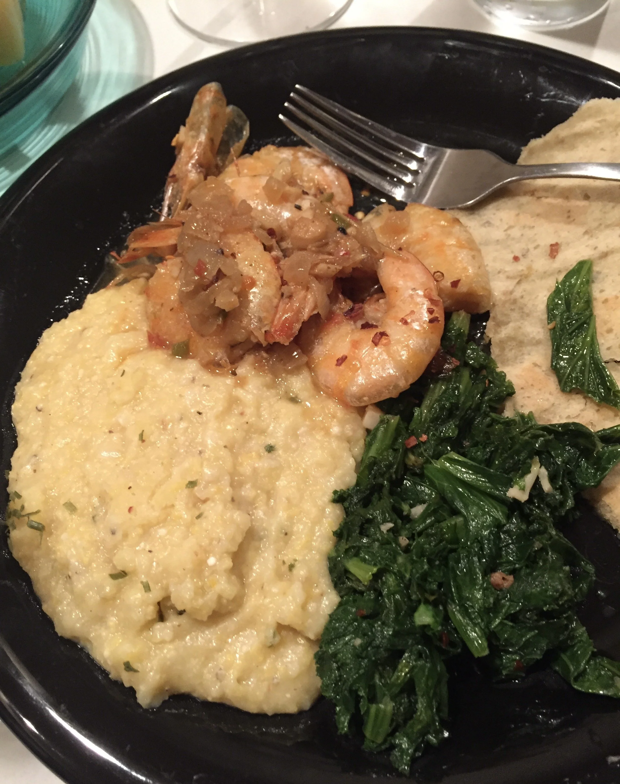 GRITS _a la TFG with shrimp and spinach IMG_7163.jpg