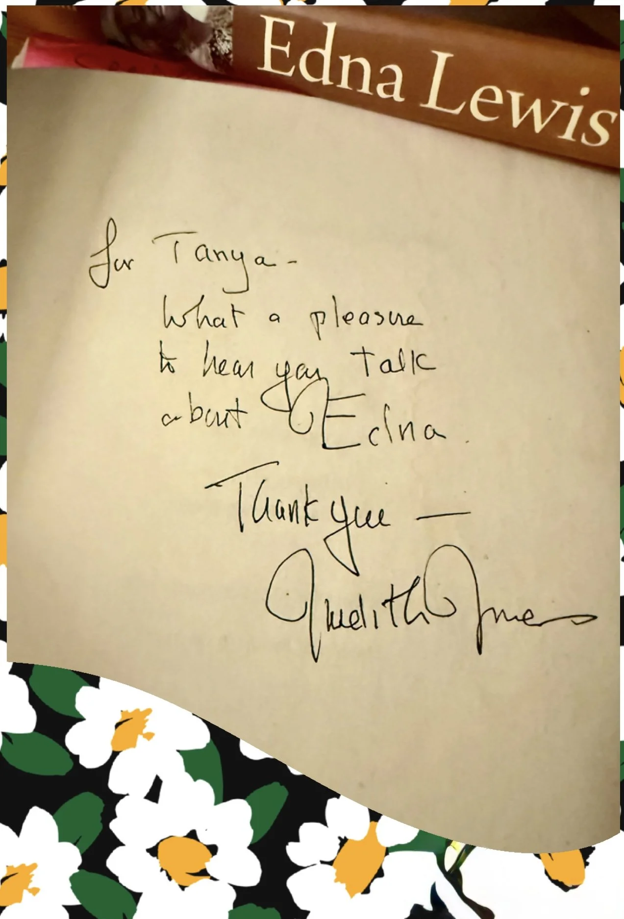 Judith Jones note to me in my copy of taste of Country cooking by Edna Lewis IMG_4782.jpg
