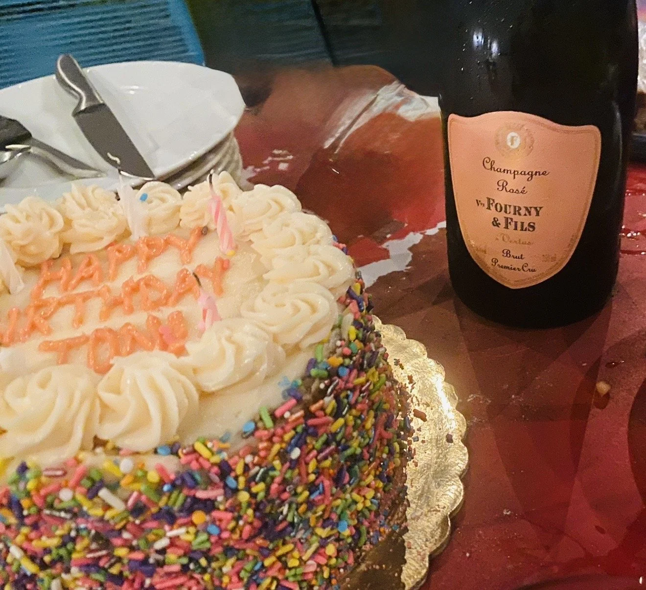 my birthday CAKE n bottle of rosé champagne July 3  MG_4602.jpg