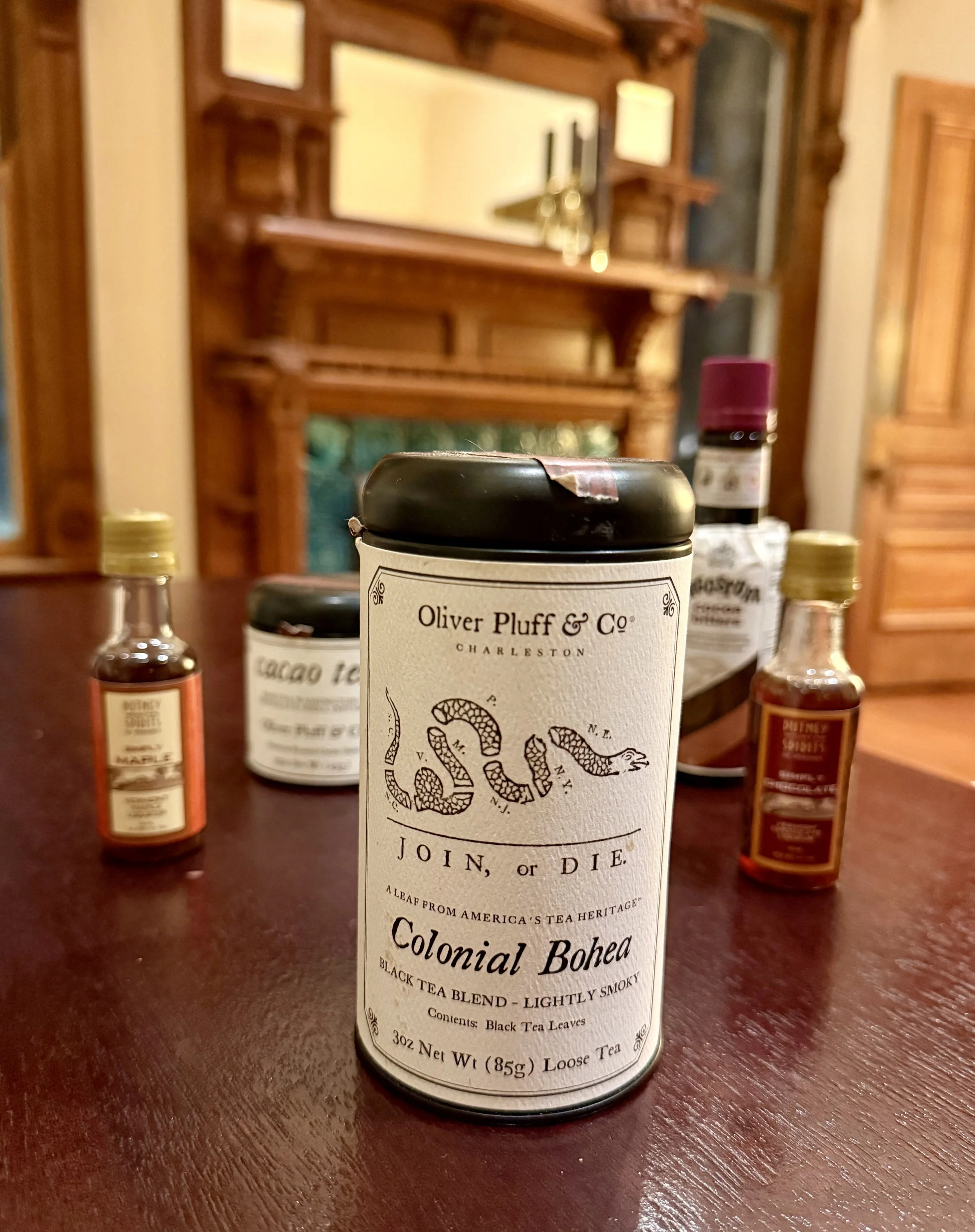 TEA_Colonial American Cocktai concocting ingredient line up in gilded living room IMG_6574.jpeg