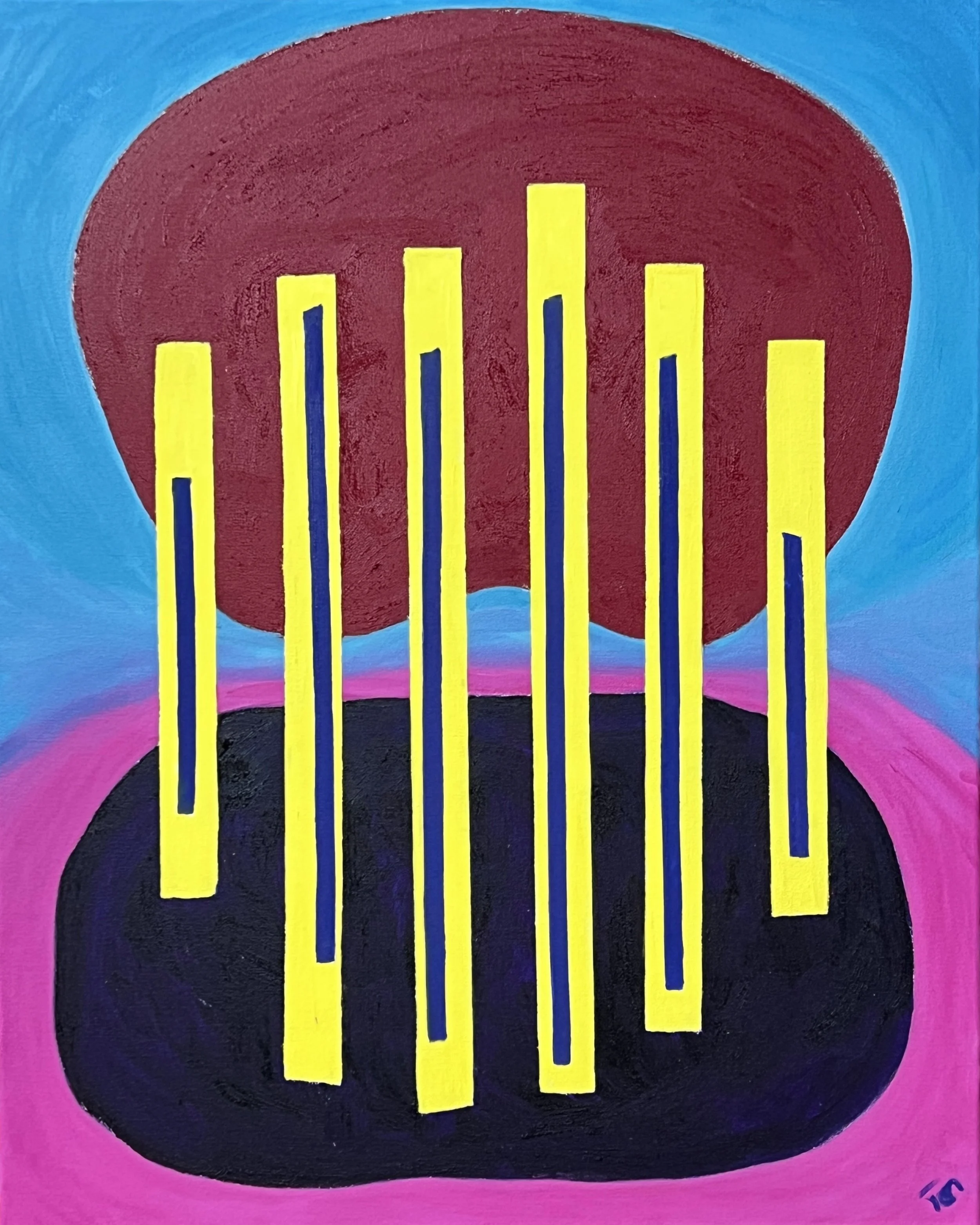 Interaction-2 - 30x24", Oil+Sand on Canvas